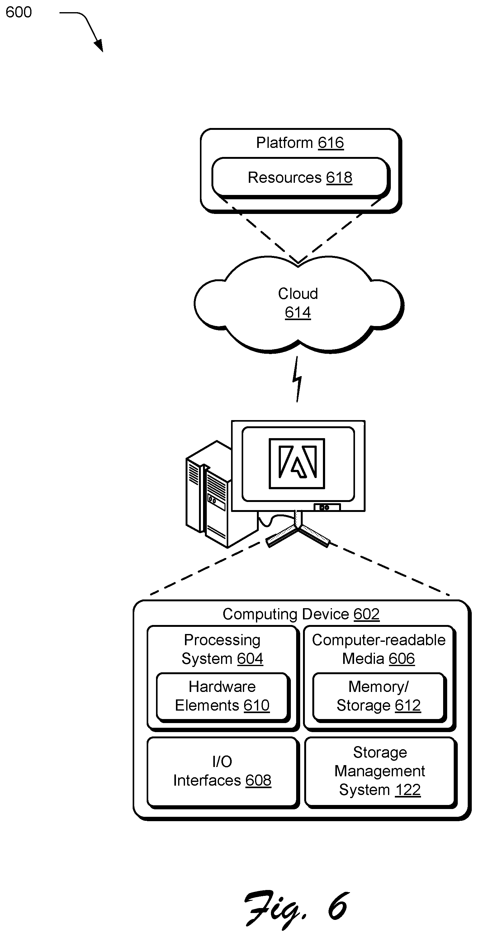 Patent US12613746 Figure 6 – Dynamic application storage allocation