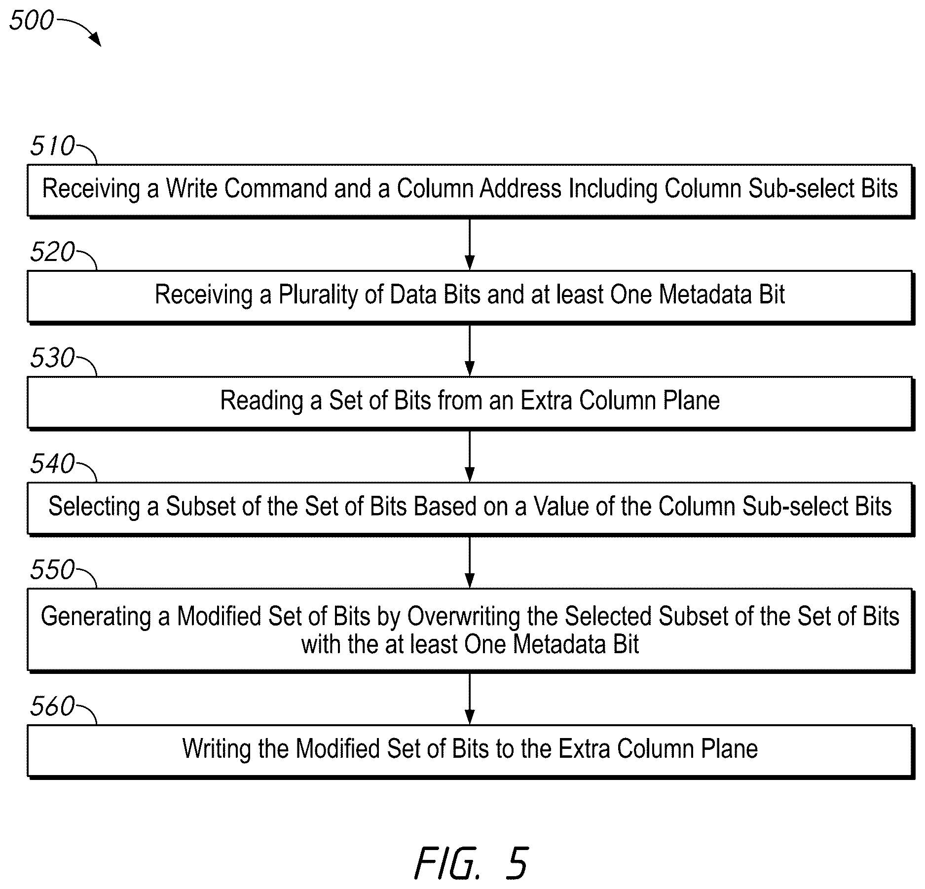 Patent US12613769 Figure 5 – Apparatuses and methods for read/modify/write single-pass metadata access operations