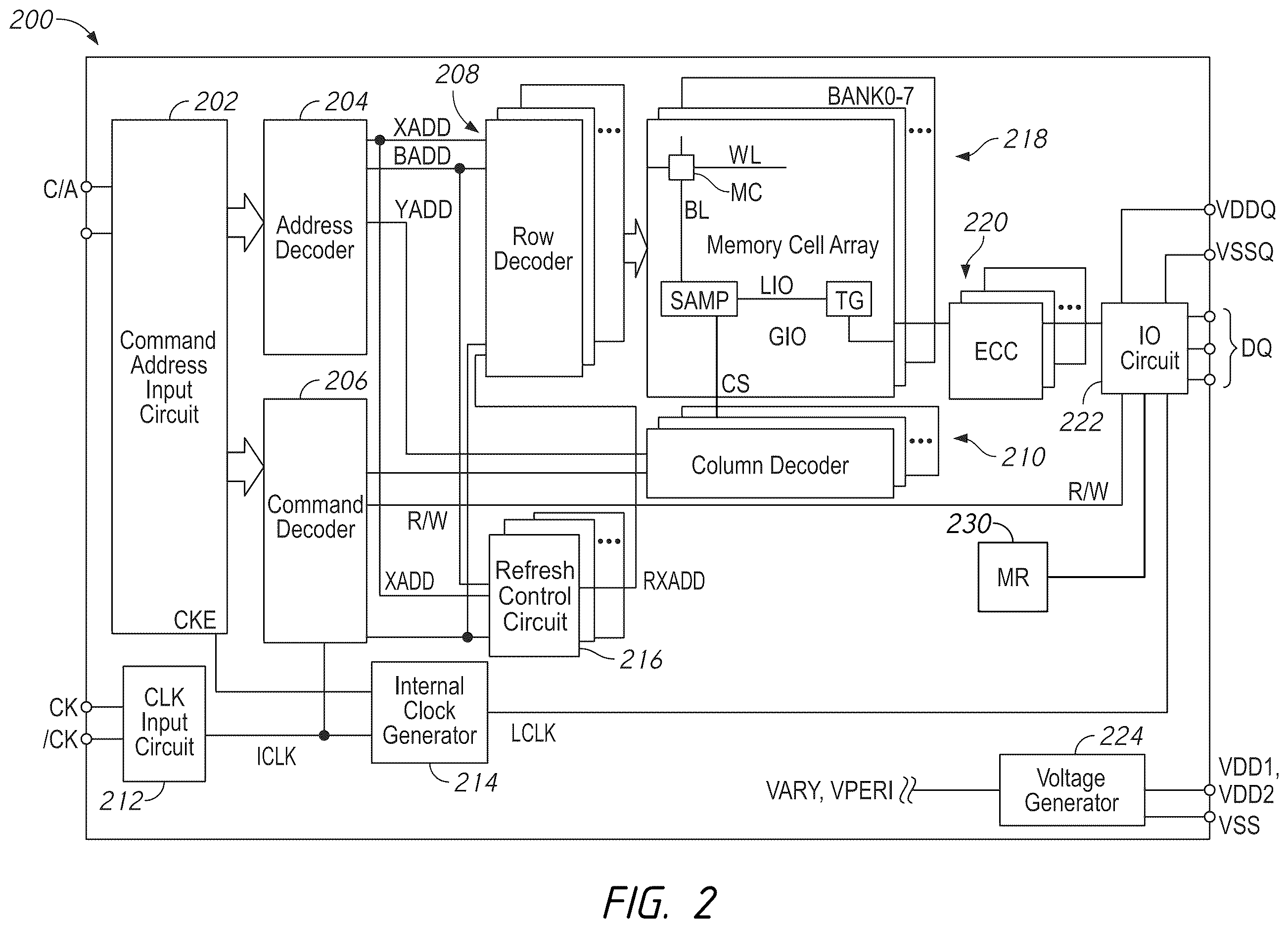 Patent US12613774 Figure 2 – Apparatuses and methods for shared codeword in 2-pass access operations