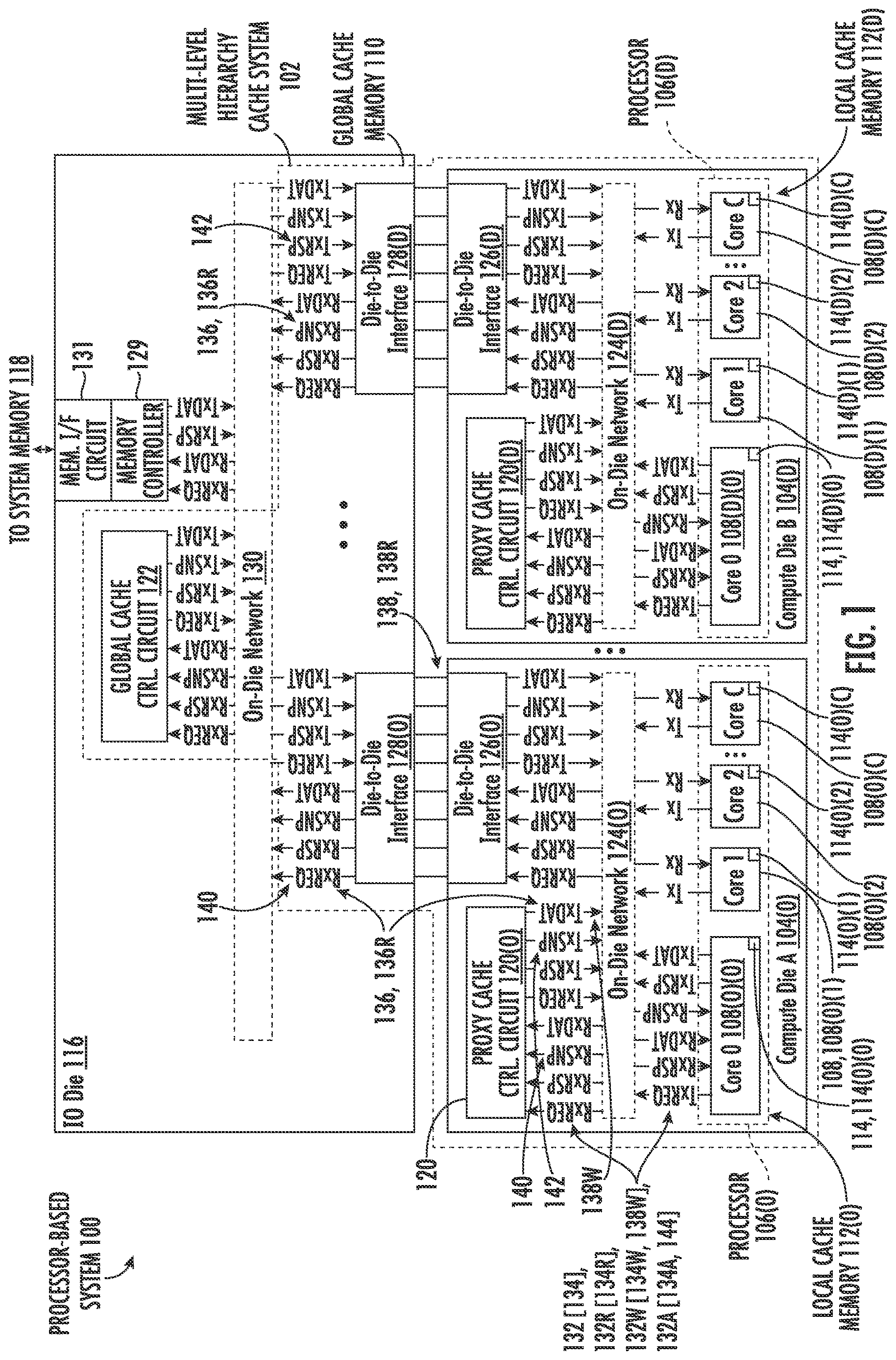 Patent US12613803 Figure 1 – Cache memory system employing a multiple-level hierarchy cache coherency architecture