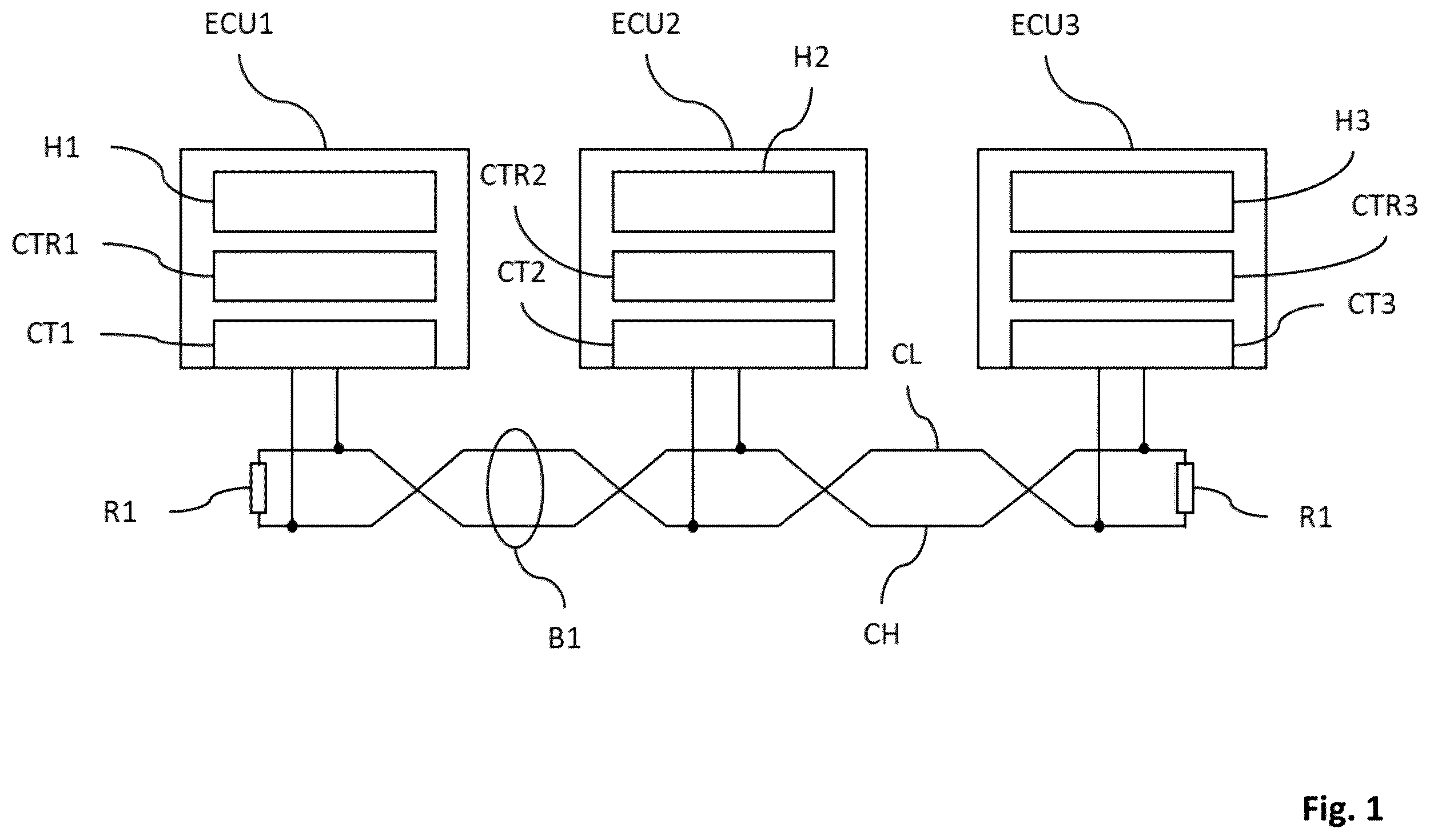 Patent US12613822 Figure 1 – Bus node and plug-in connector for a communication bus system with bus termination configuration component