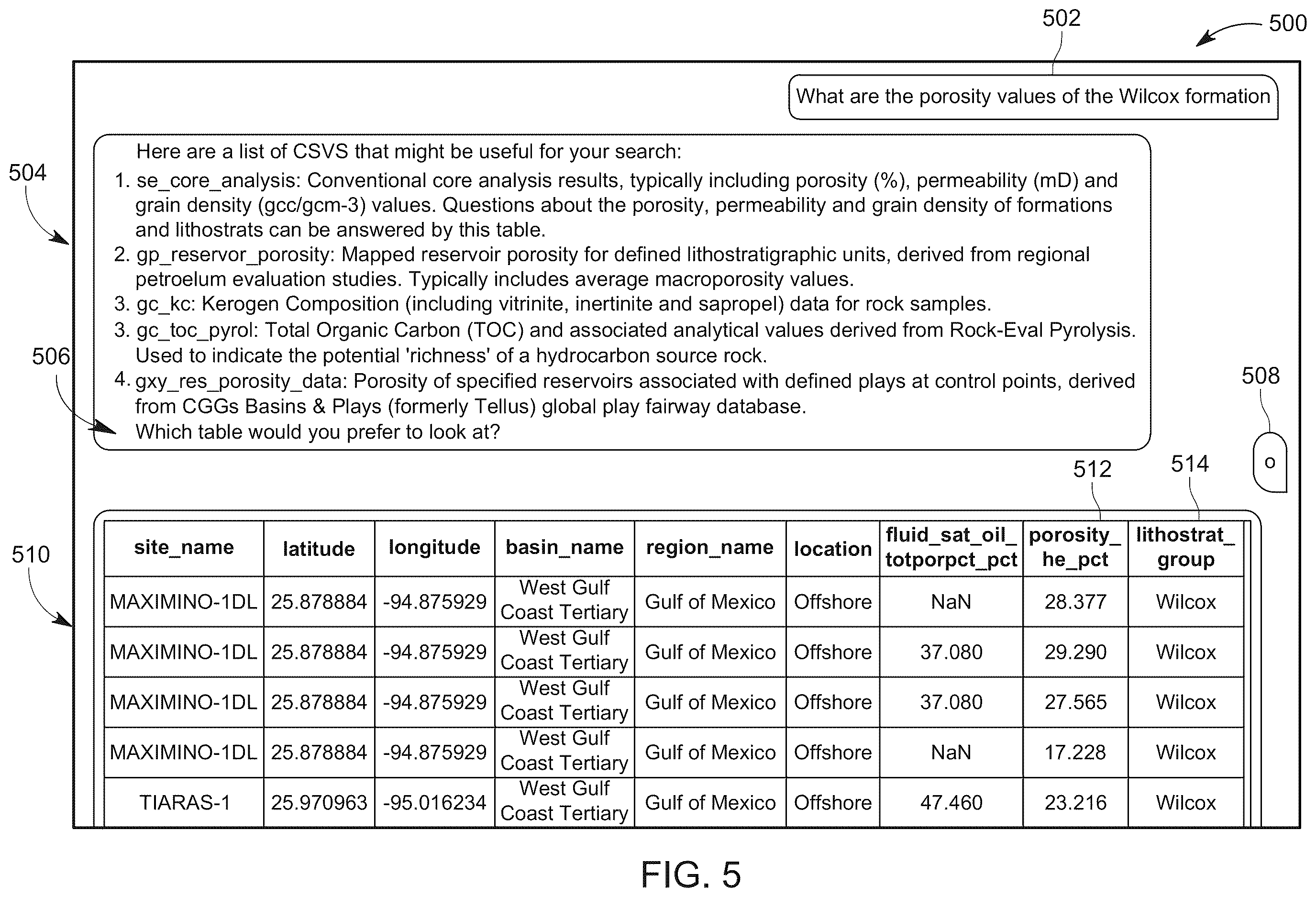 Patent US12613852 Figure 5 – Method and system for retrieving information from table corpora using large language models