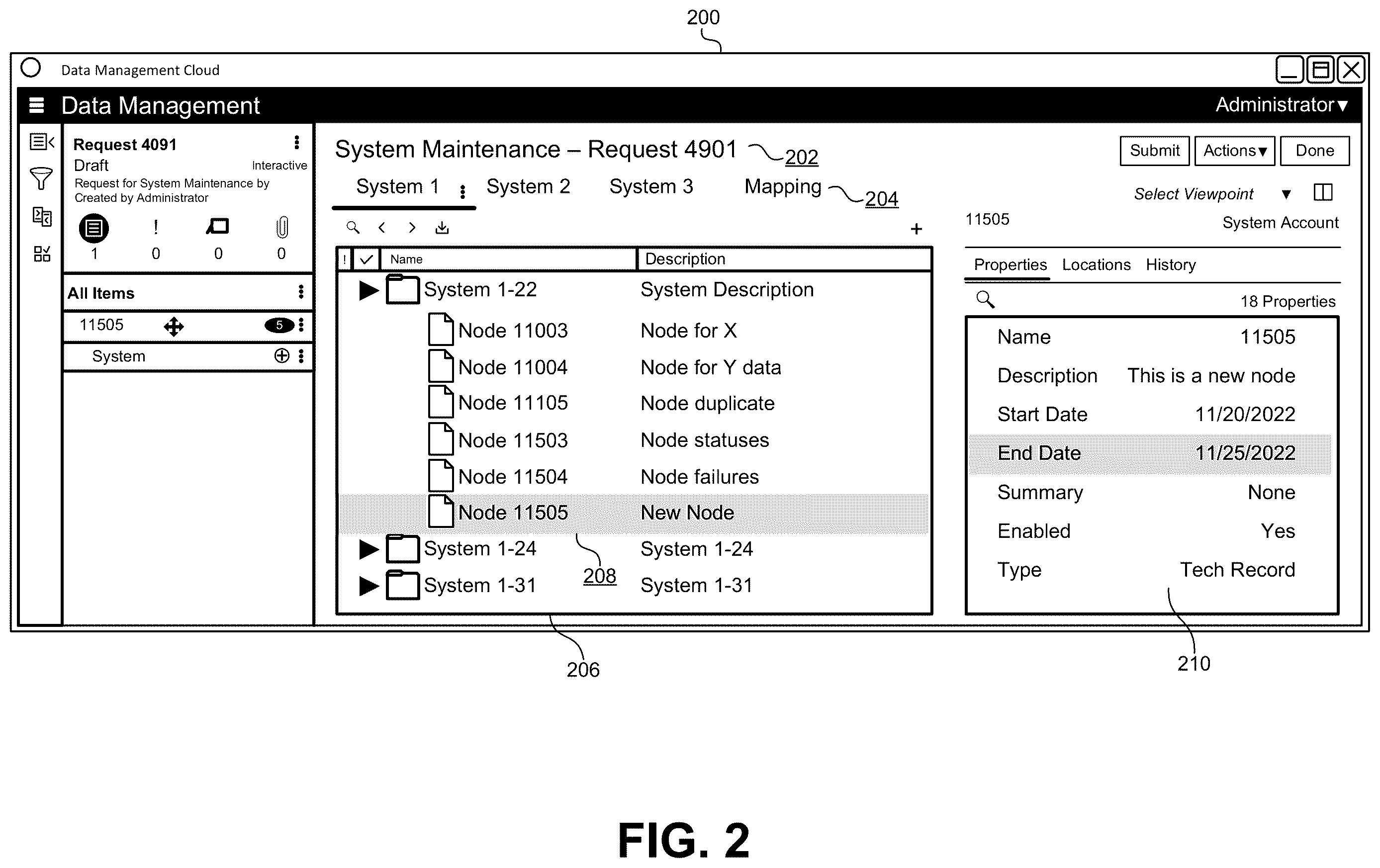 Patent US12613858 Figure 2 – Consolidating change requests in data hierarchies
