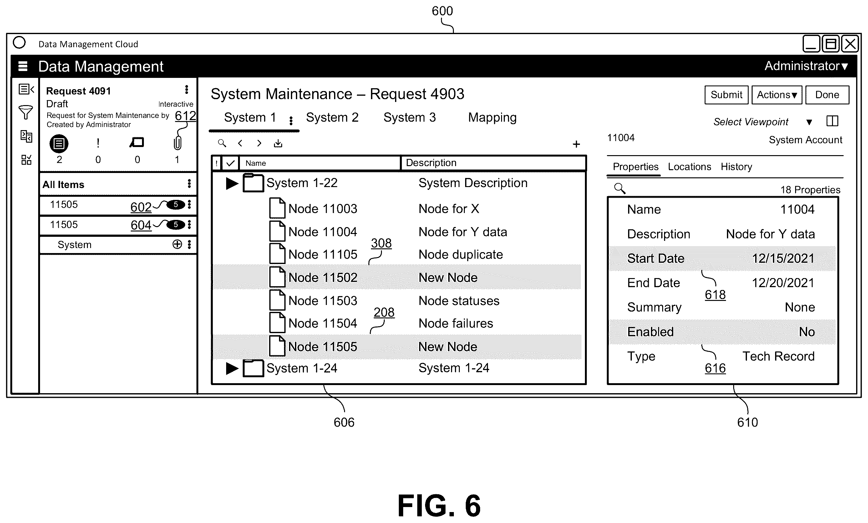 Patent US12613858 Figure 6 – Consolidating change requests in data hierarchies