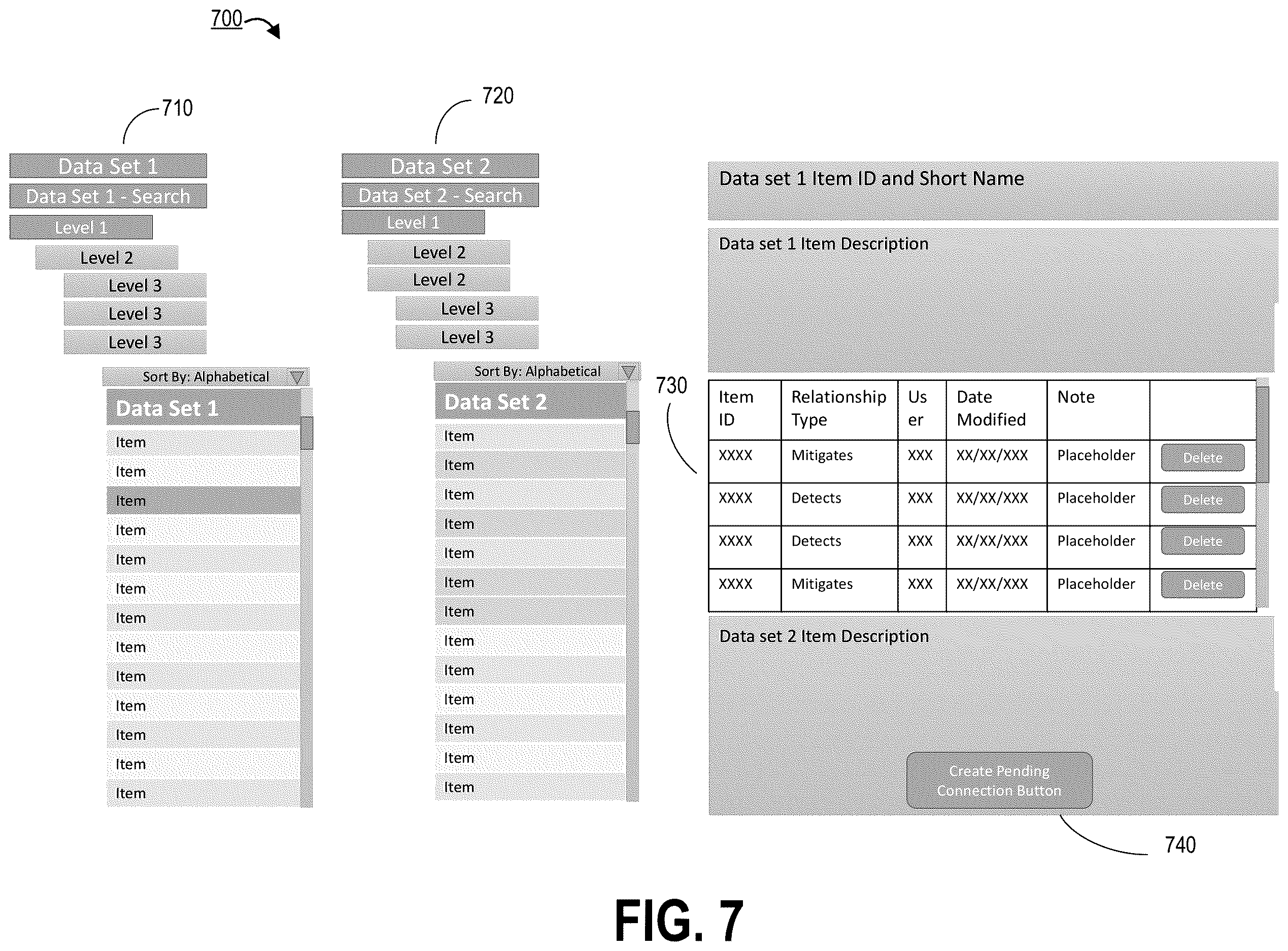 Patent US12613878 Figure 7 – System and method for dynamically enabling data connections between large datasets stored in a networked system