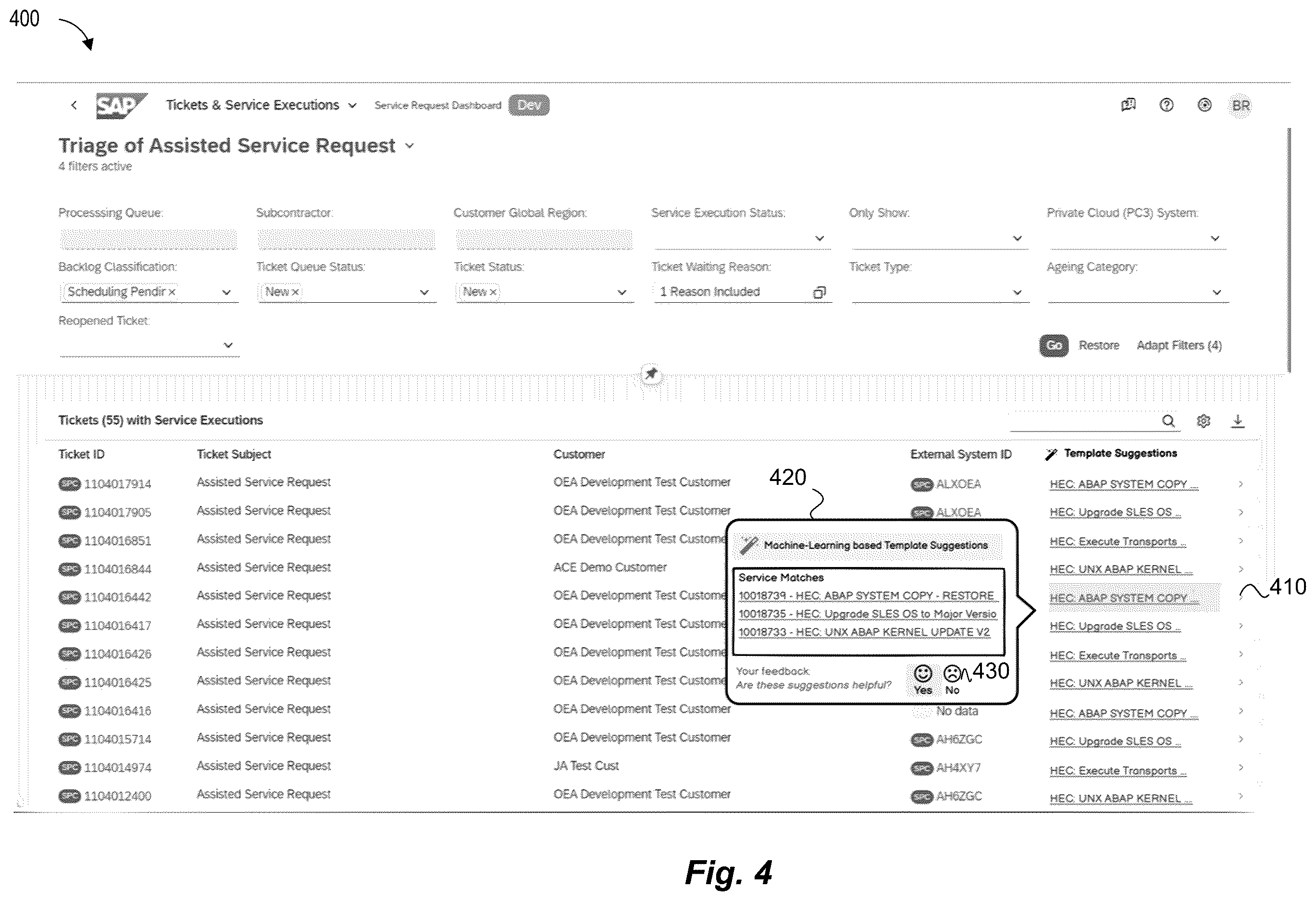 Patent US12613896 Figure 4 – Systems and methods for providing recommendations to cloud service requests