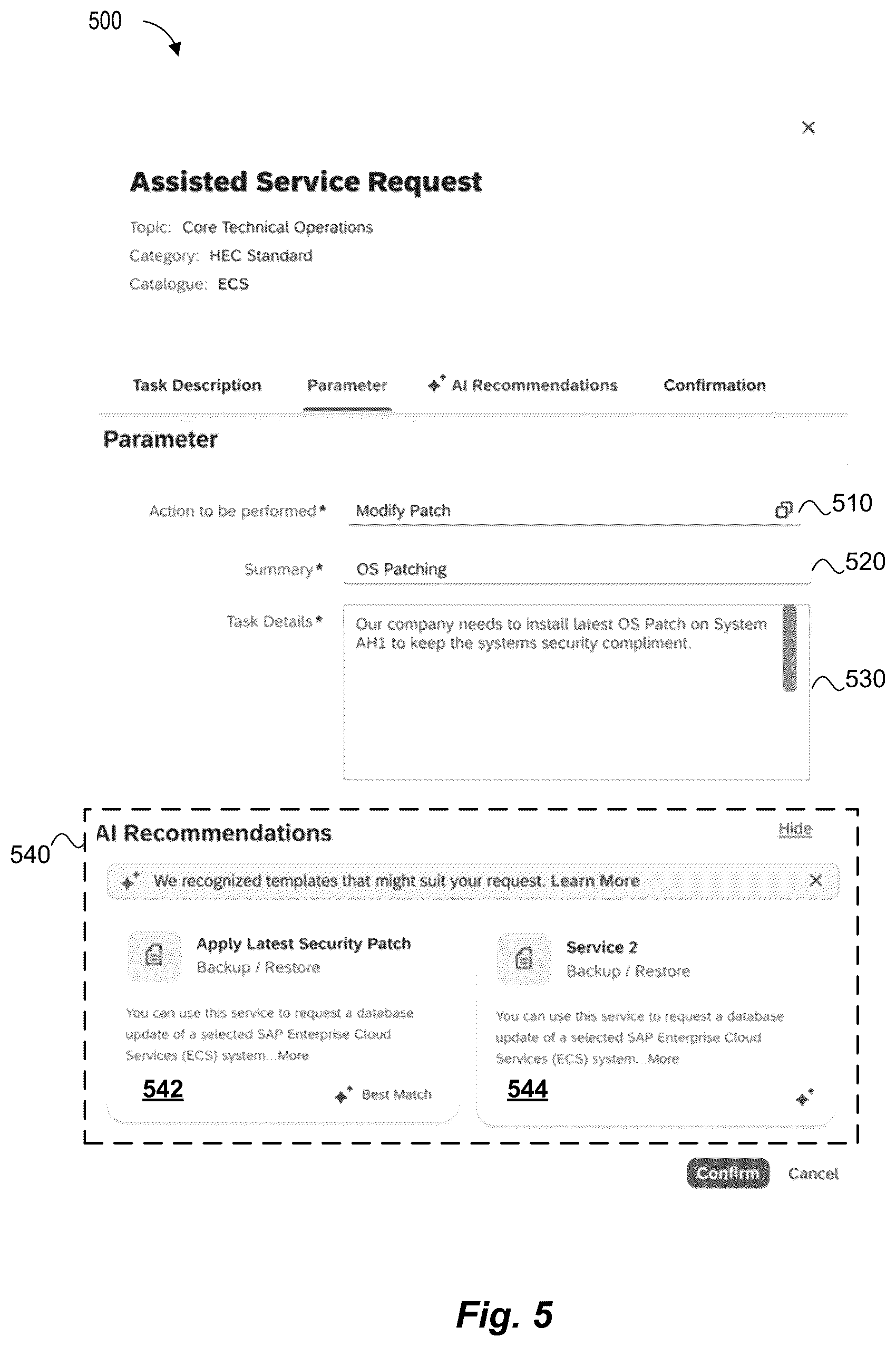 Patent US12613896 Figure 5 – Systems and methods for providing recommendations to cloud service requests