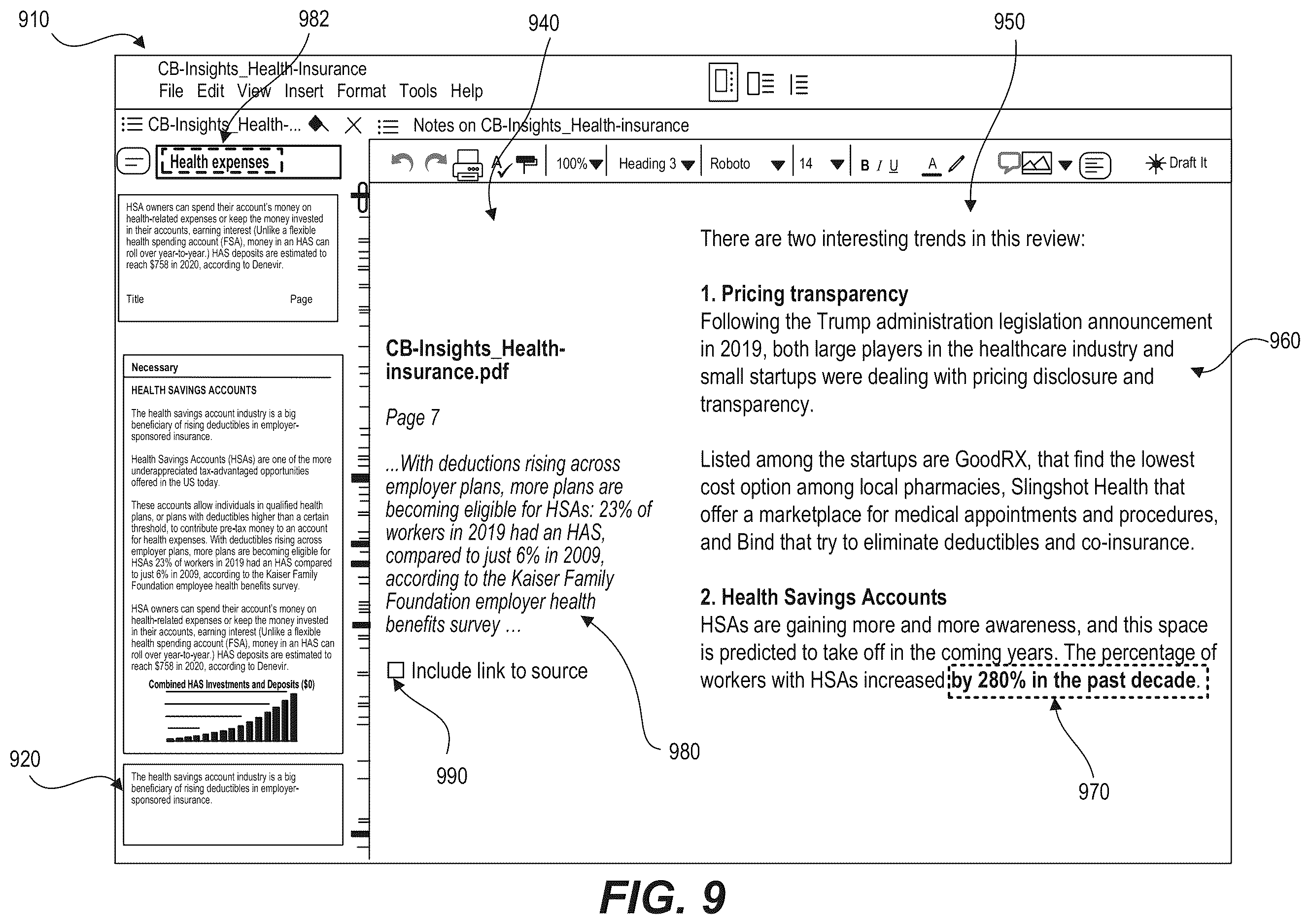 Patent US12613900 Figure 9 – Document summarizer