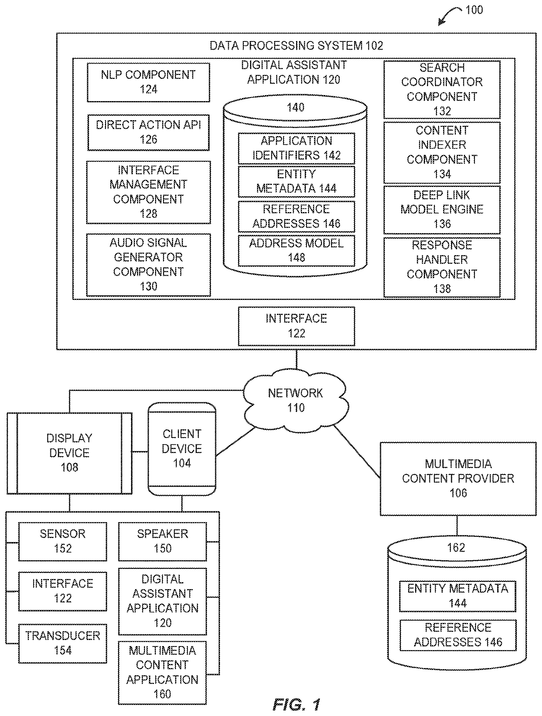 Patent US12613903 Figure 1 – Coordination of parallel processing of audio queries across multiple devices