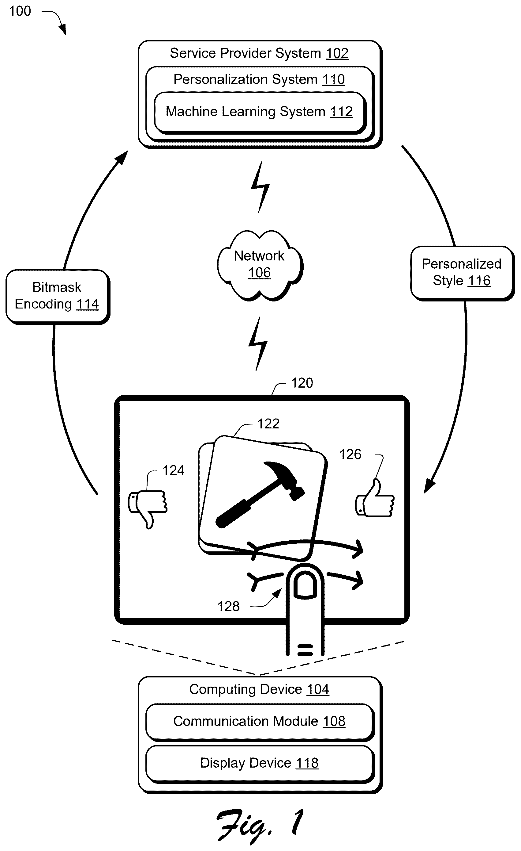 Patent US12613907 Figure 1 – Bitmask encoding-based personalized style generation