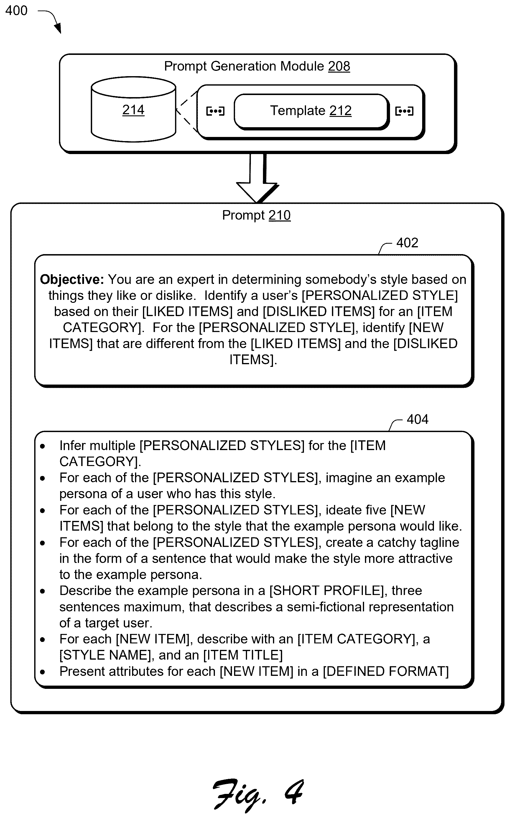Patent US12613907 Figure 4 – Bitmask encoding-based personalized style generation