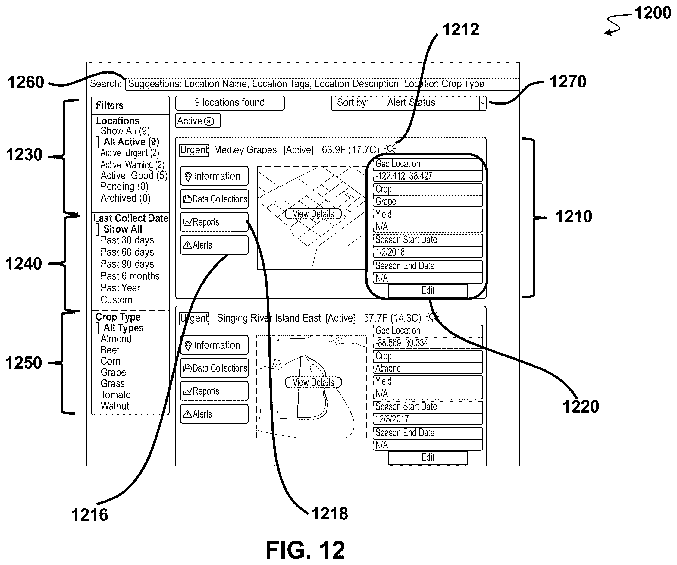 Patent US12613908 Figure 12 – Methods and systems for cloud-based management of images captured by aerial vehicles