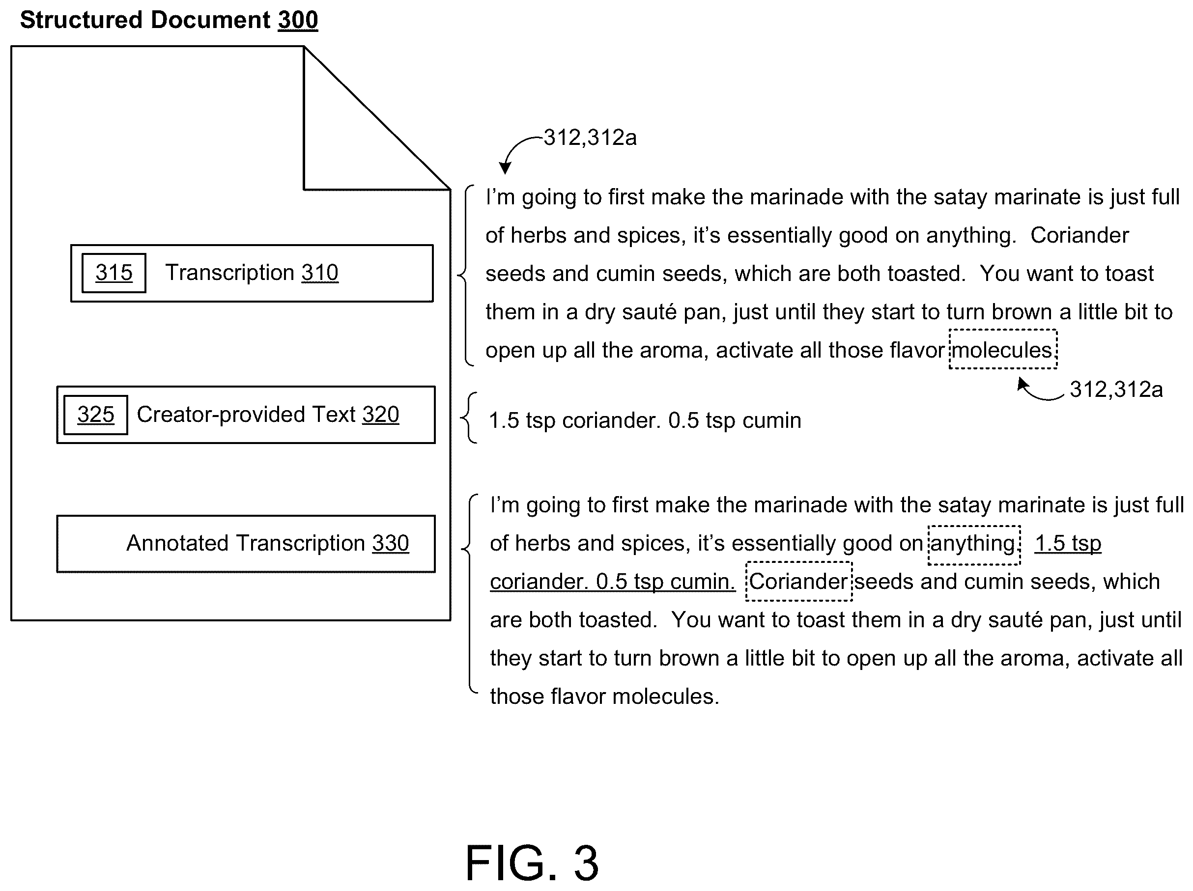 Patent US12613915 Figure 3 – Structured video documents