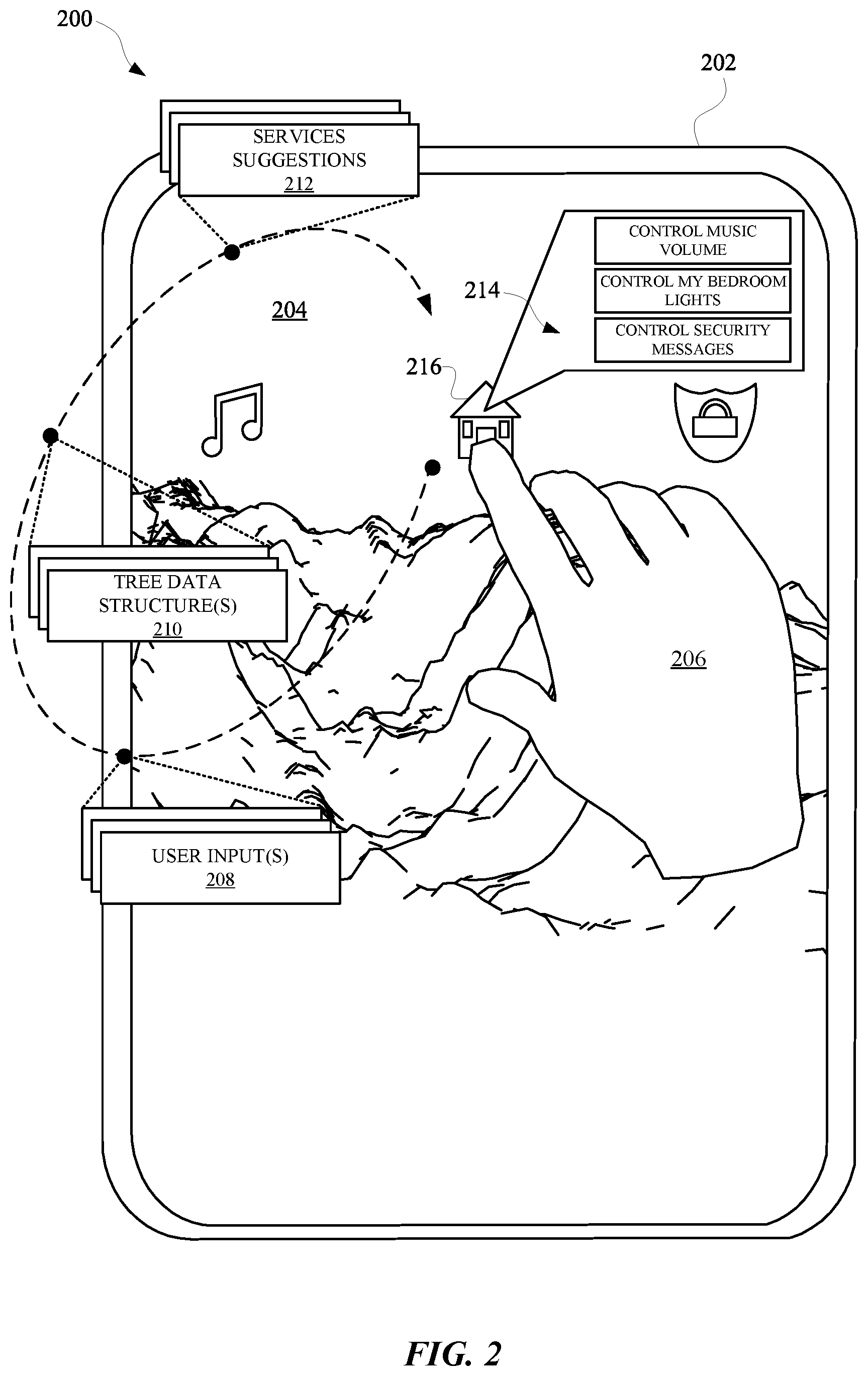 Patent US12613918 Figure 2 – Disparate sourcing of tree data structures for searching and suggesting application services