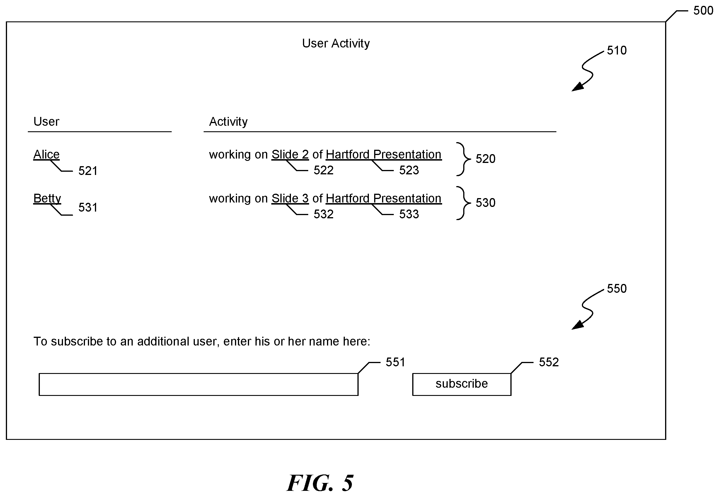 Patent US12613924 Figure 5 – Managing information about document-related activities