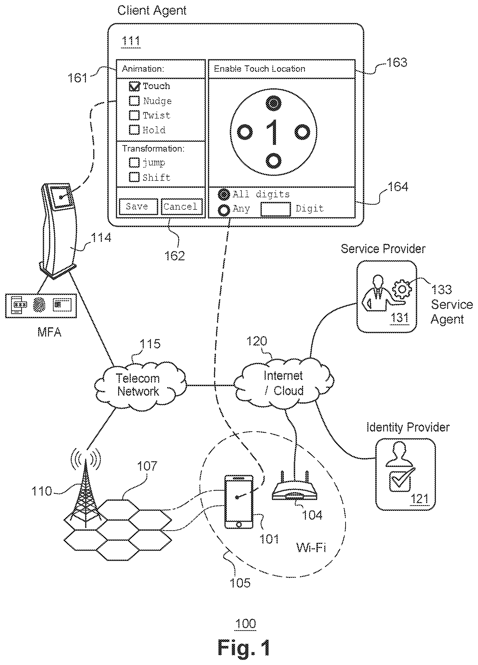 Patent US12613949 Figure 1 – System and method to enhance pin security by adding hidden factors