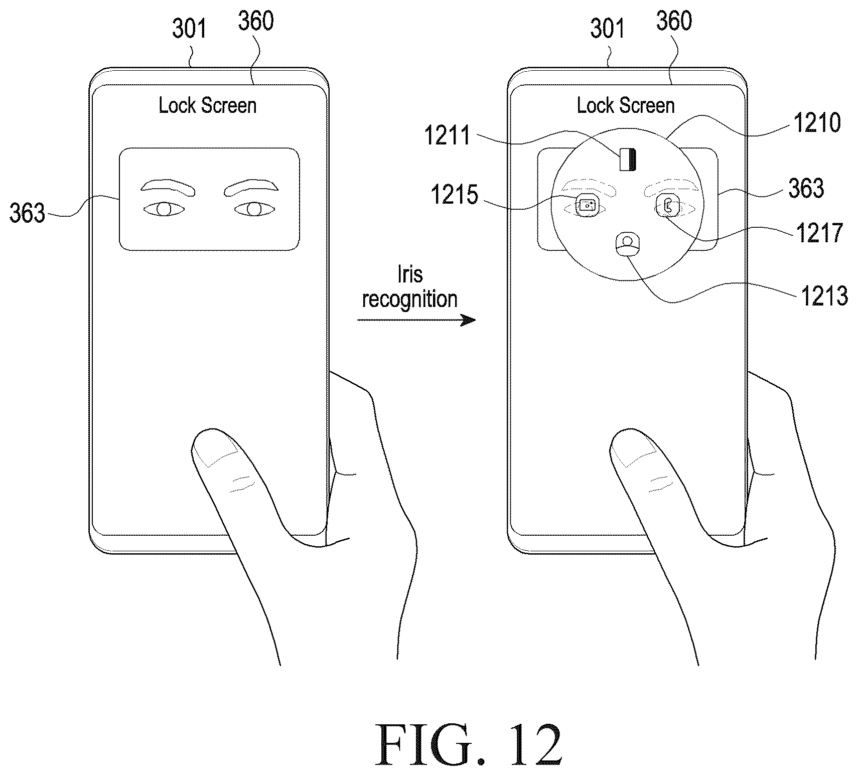 Patent US12613950 Figure 20 – Electronic device, and user interface method using biometric recognition in electronic device
