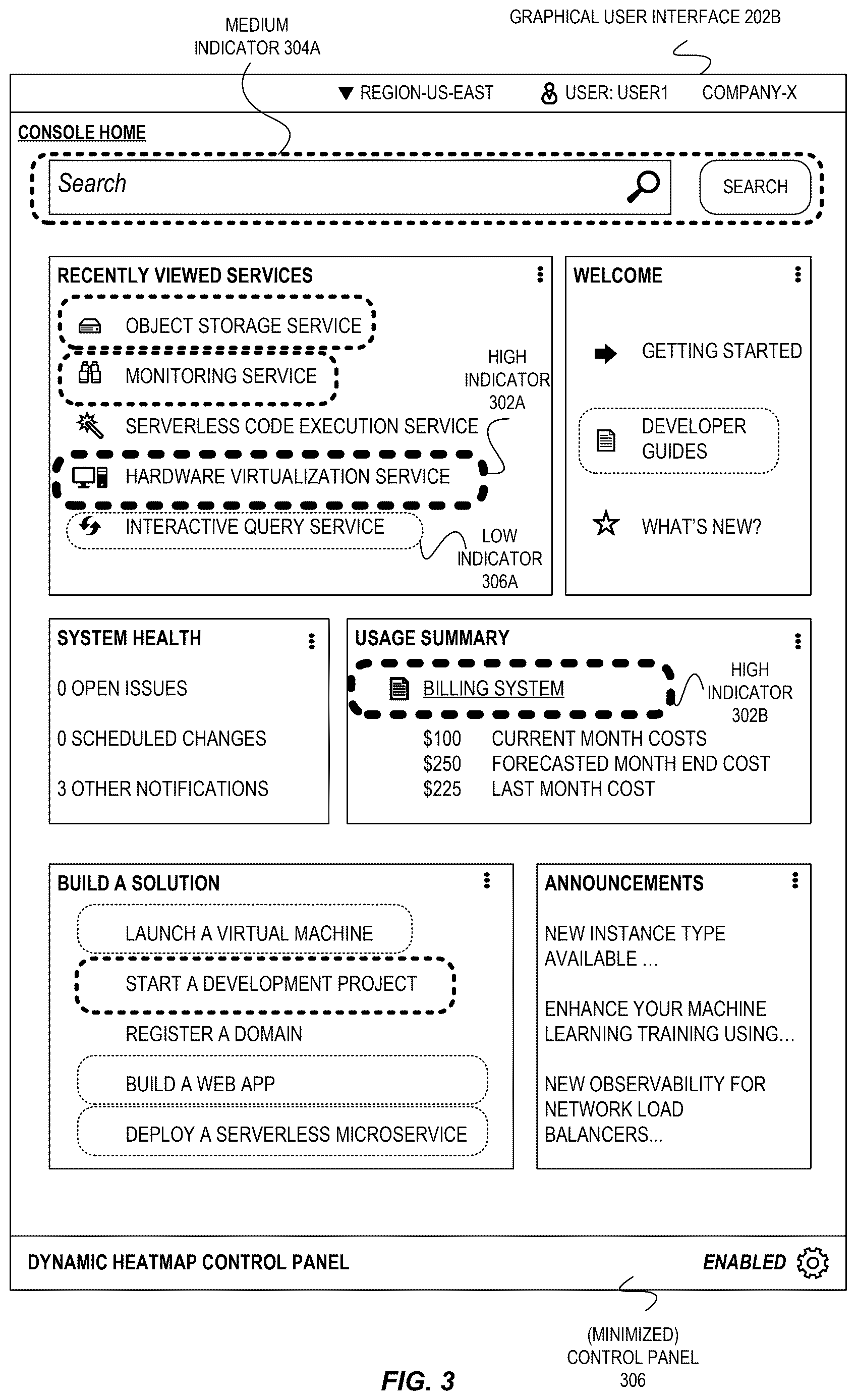 Patent US12613992 Figure 3 – Overlay-based heatmaps for dynamic graphical user interfaces