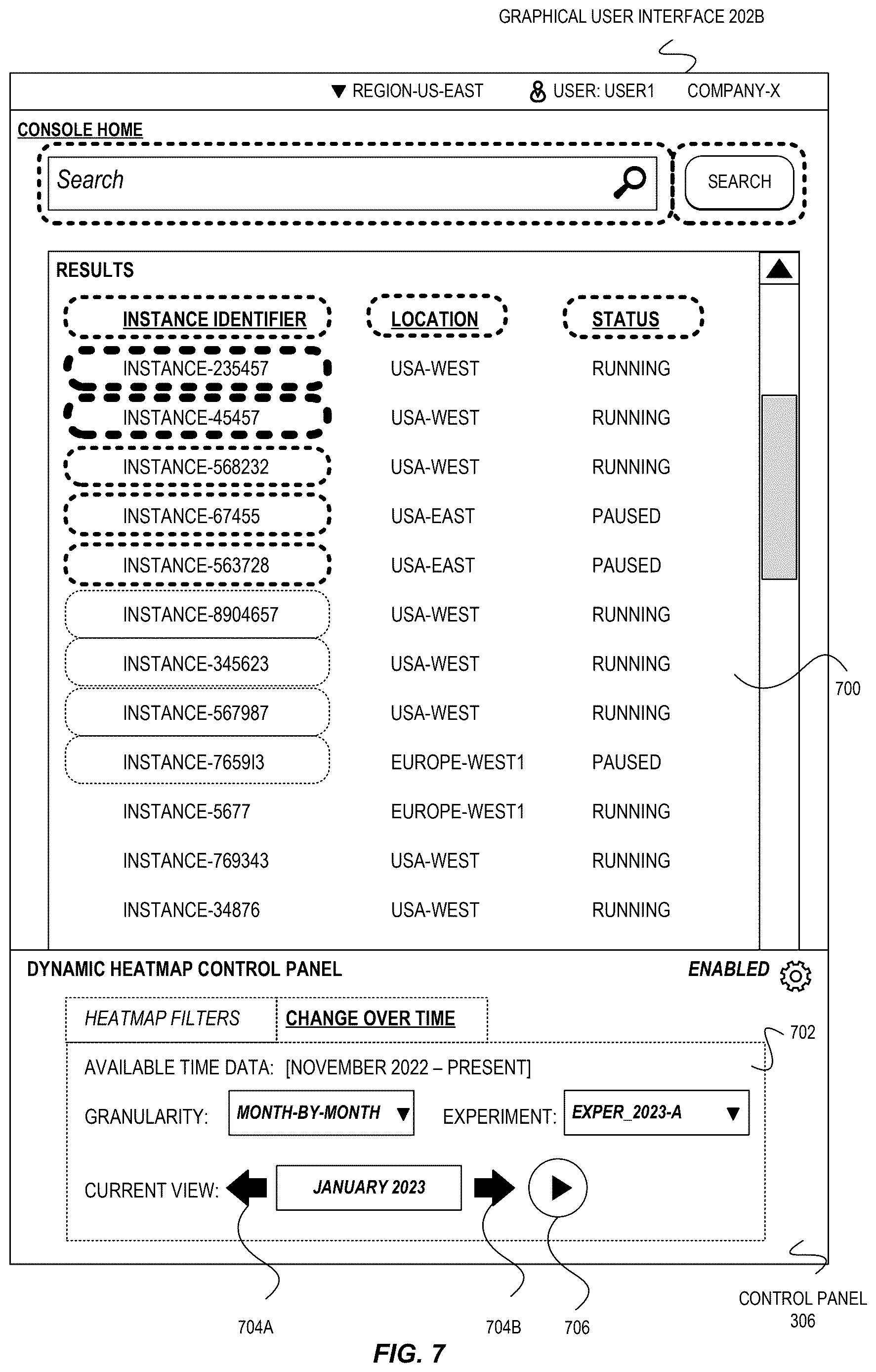 Patent US12613992 Figure 7 – Overlay-based heatmaps for dynamic graphical user interfaces