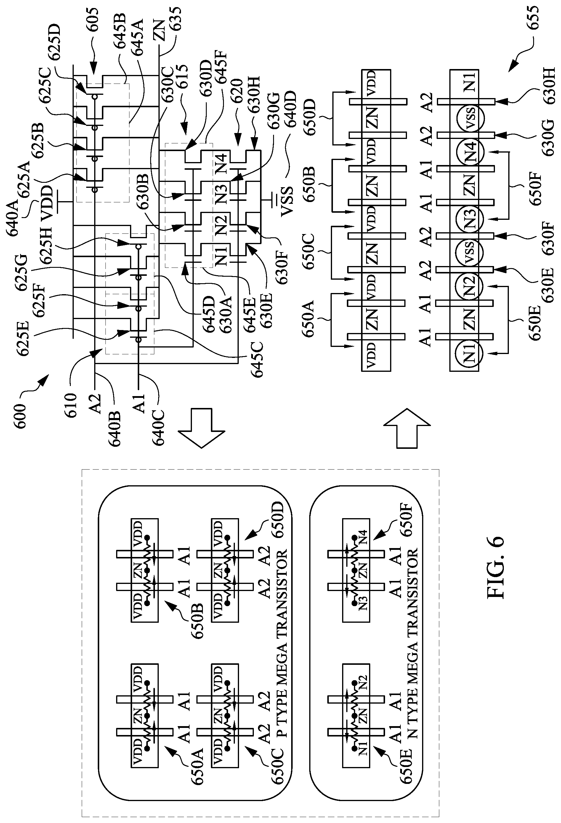 Patent US12614015 Figure 6 – System and method for transistor placement in standard cell layout