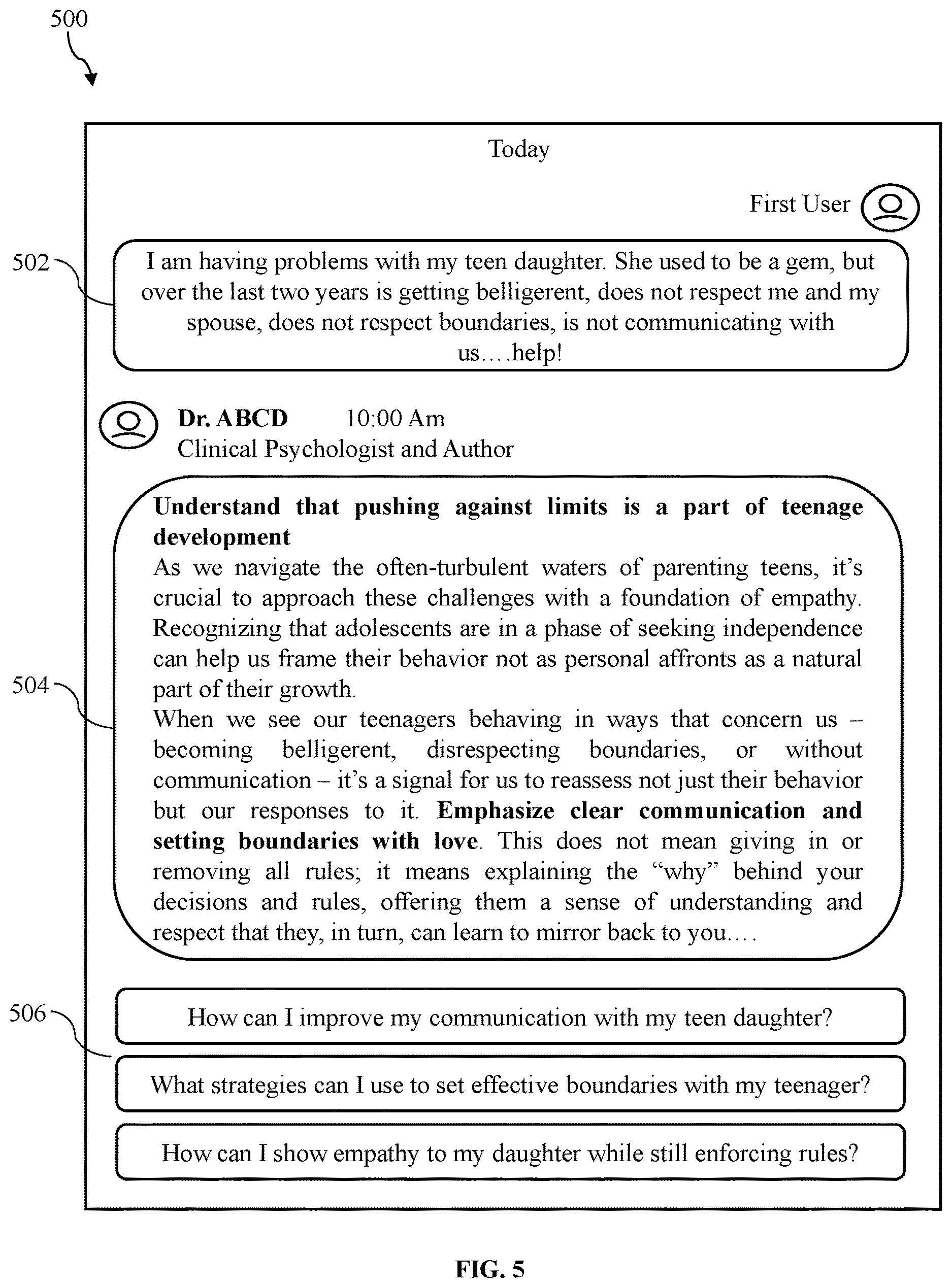 Patent US12614027 Figure 5 – Generative artificial intelligence based (gen AI-based) content generation system and method for generating persona-based question answers to optimize user experiences