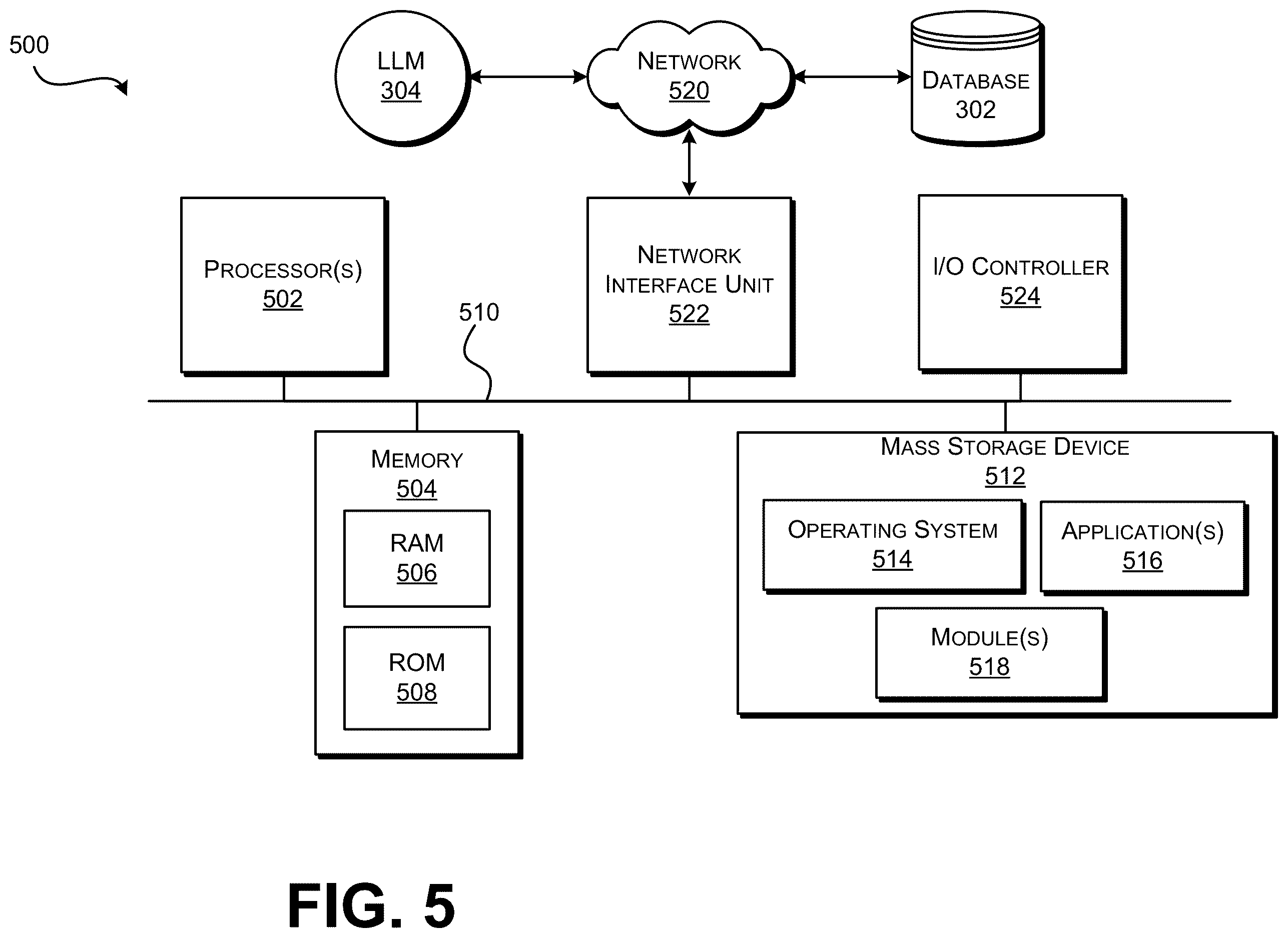 Patent US12614037 Figure 5 – Large language model interface for complex databases