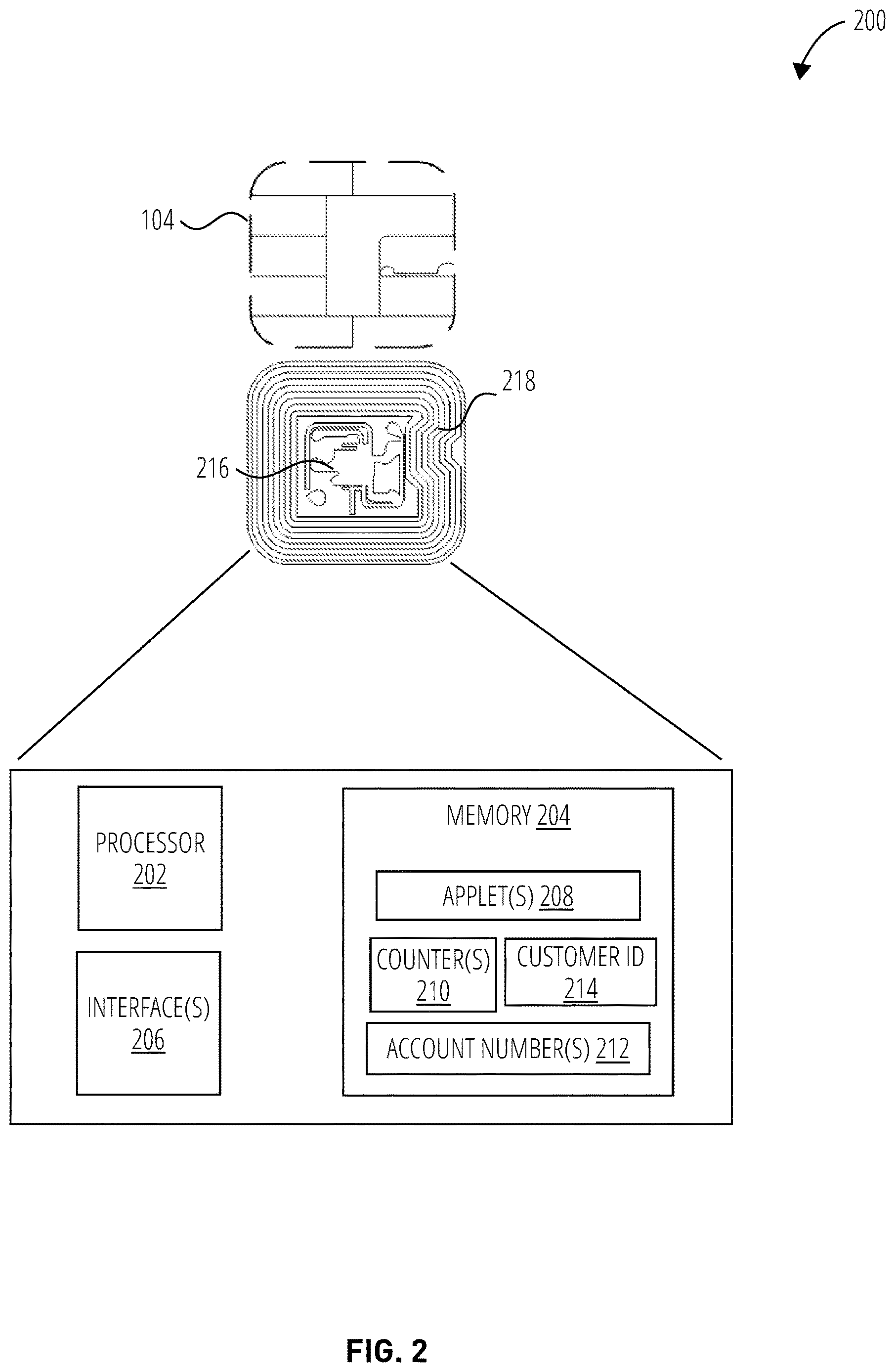 Patent US12614053 Figure 2 – Methods, mediums, and systems for applying a display to a transaction card