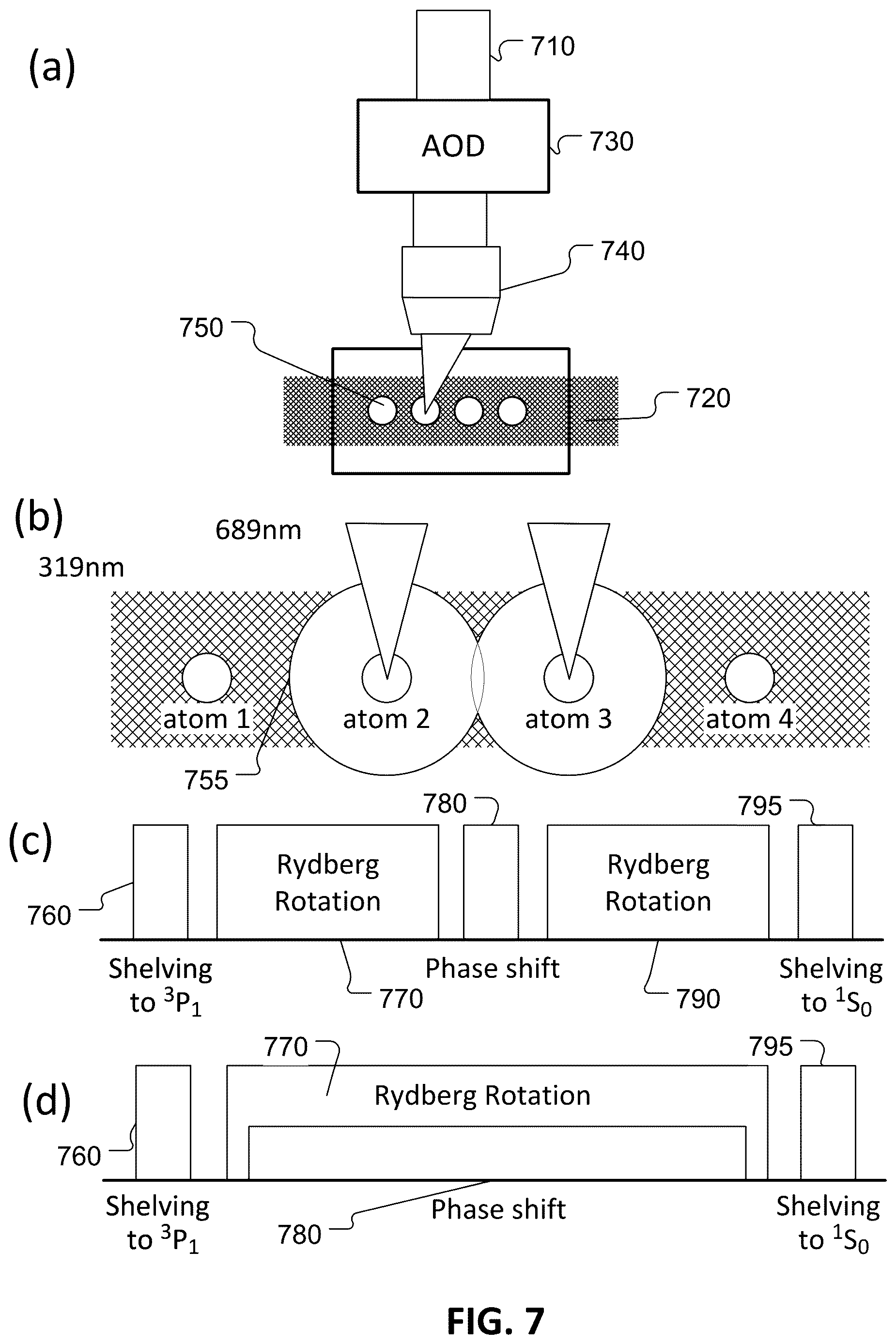 Patent US12614098 Figure 7 – Hardware-efficient neutral atom quantum computing method and device