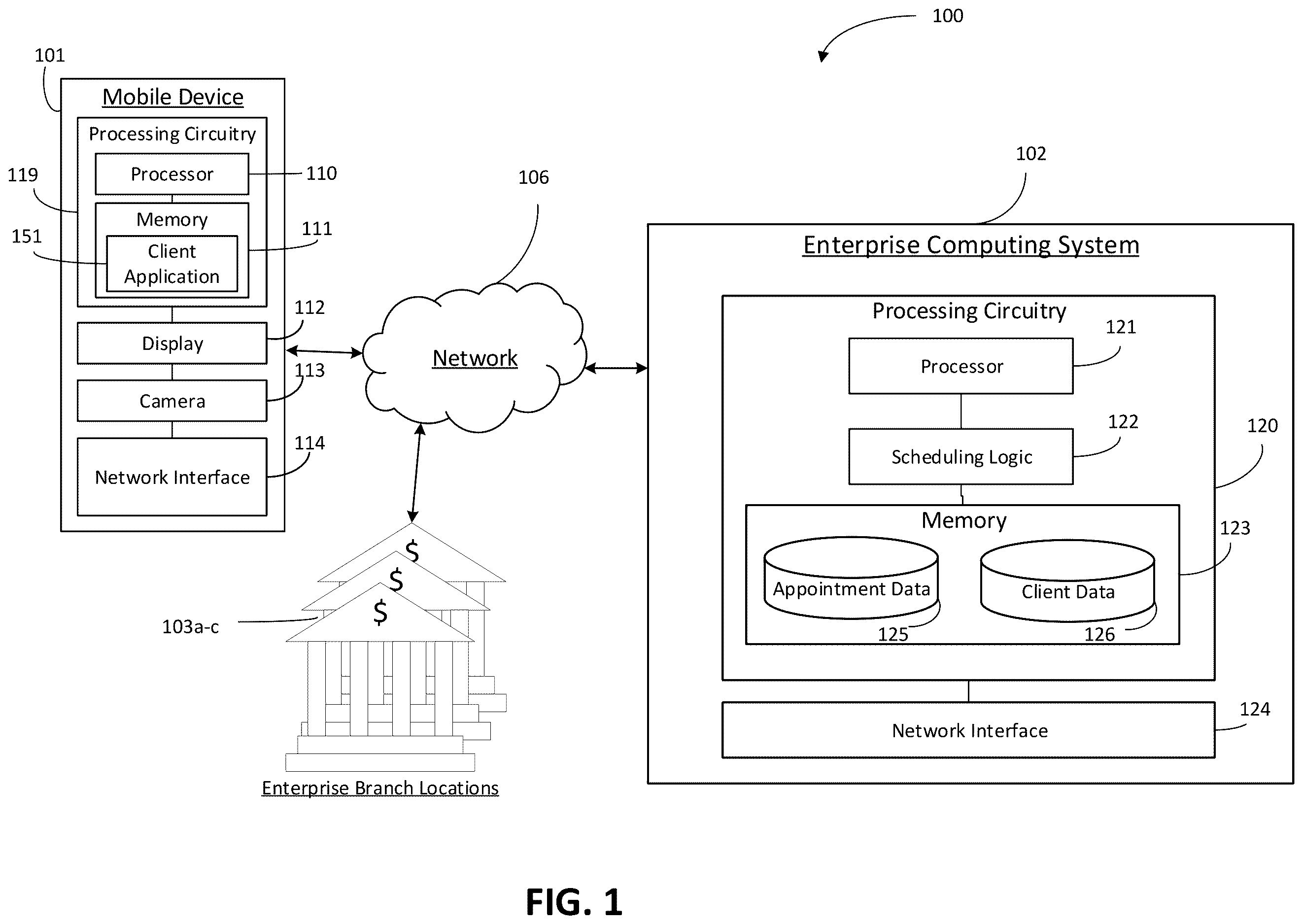 Patent US12614129 Figure 1 – Systems and methods for digital check in at a store location