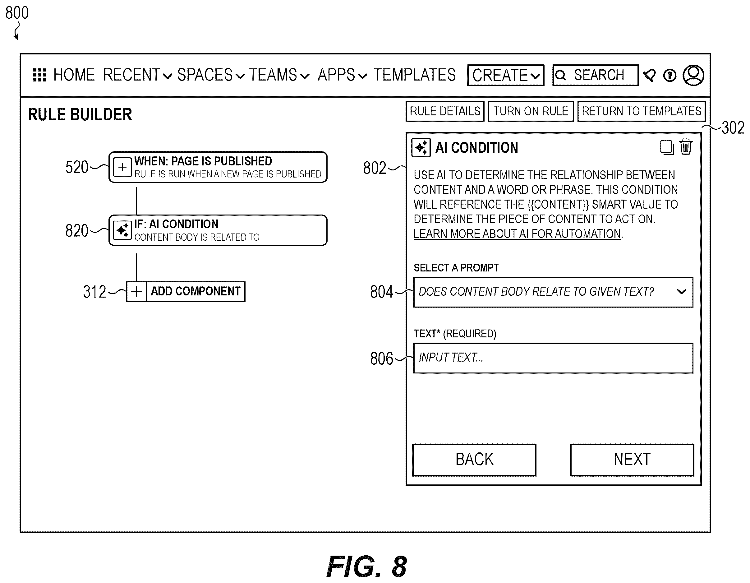 Patent US12614151 Figure 8 – Automated content assessment for collaboration platforms