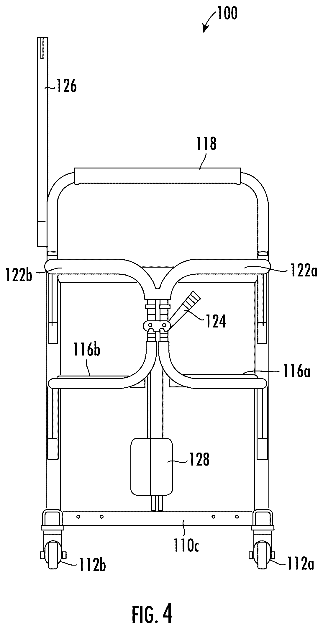Patent US12614199 Figure 4 – Motorized lifting and transfer chair