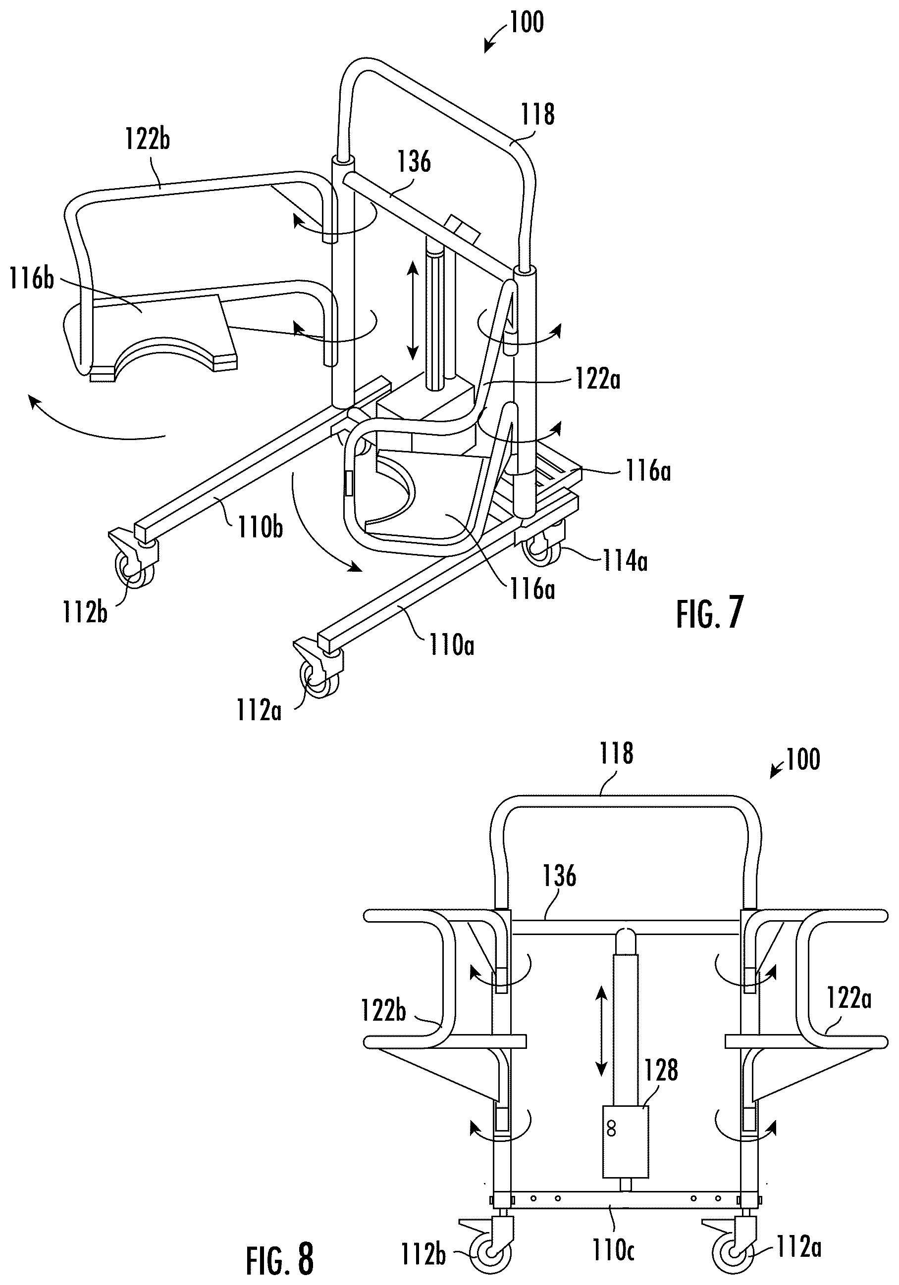 Patent US12614199 Figure 7 – Motorized lifting and transfer chair