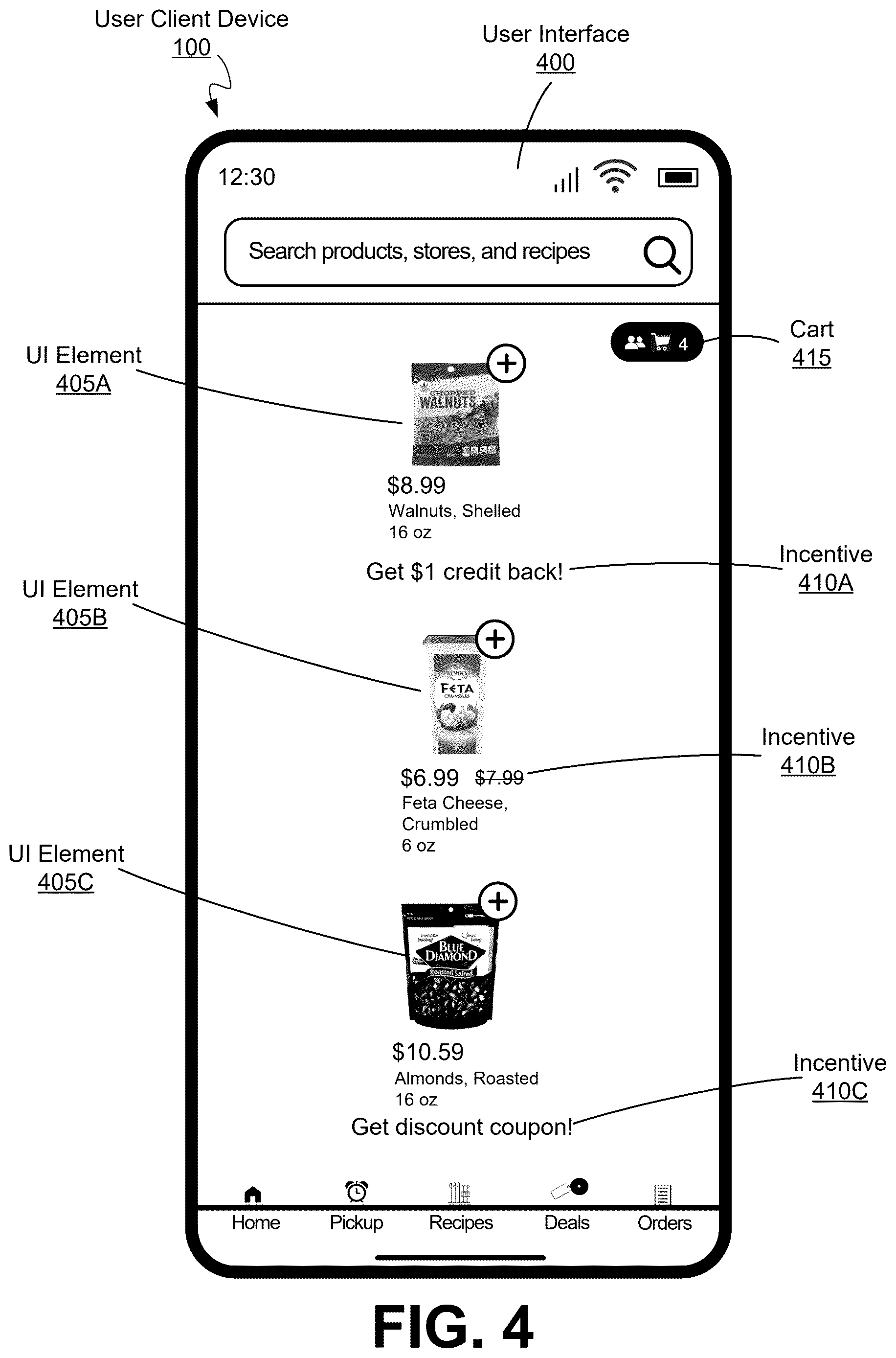 Patent US12614204 Figure 4 – Using a trained model for displaying elements of user interface to facilitate engagement by a user of an online system with user interface elements