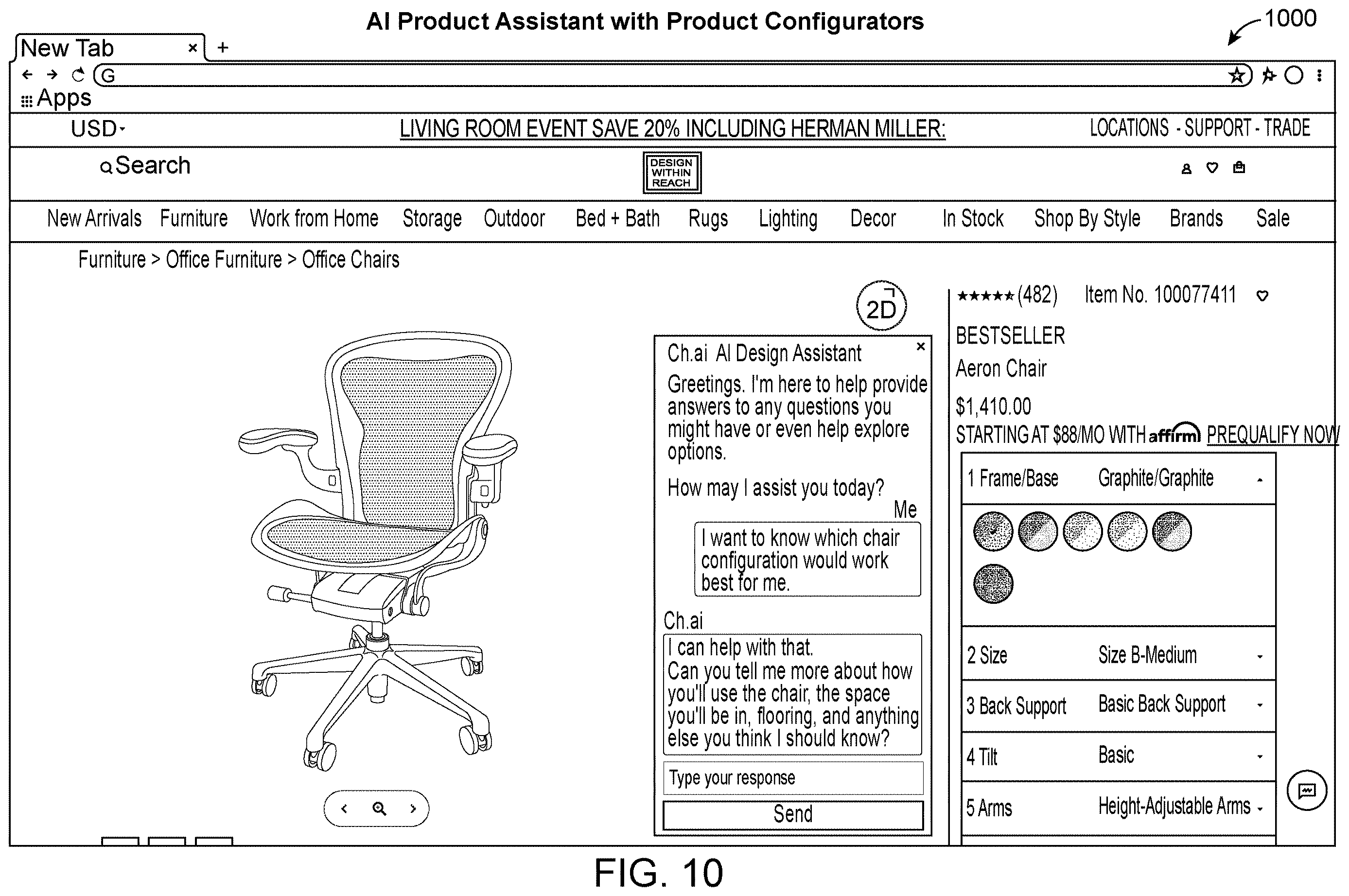 Patent US12614218 Figure 11 – Chat based product configurator