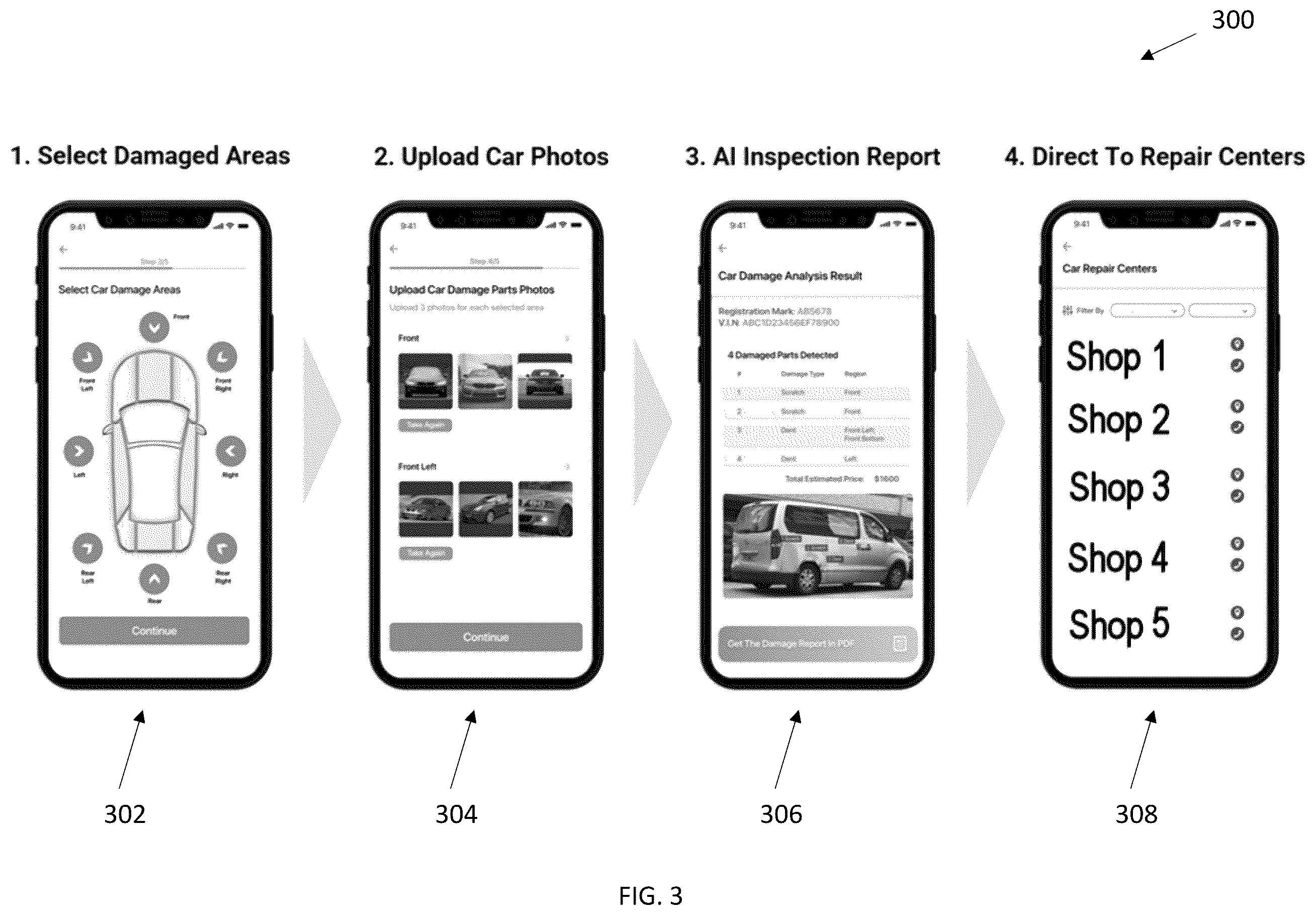 Patent US12614268 Figure 3 – System for assessing a damage condition of a vehicle and a platform for facilitating repairing or maintenance services of a vehicle