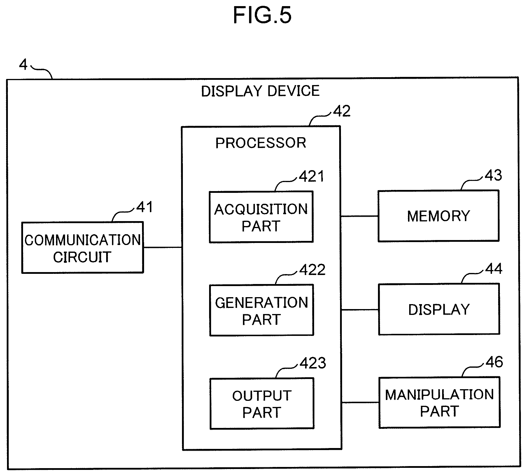 Patent US12614277 Figure 5 – Output device, method, non-transitory computer readable recording medium and display device