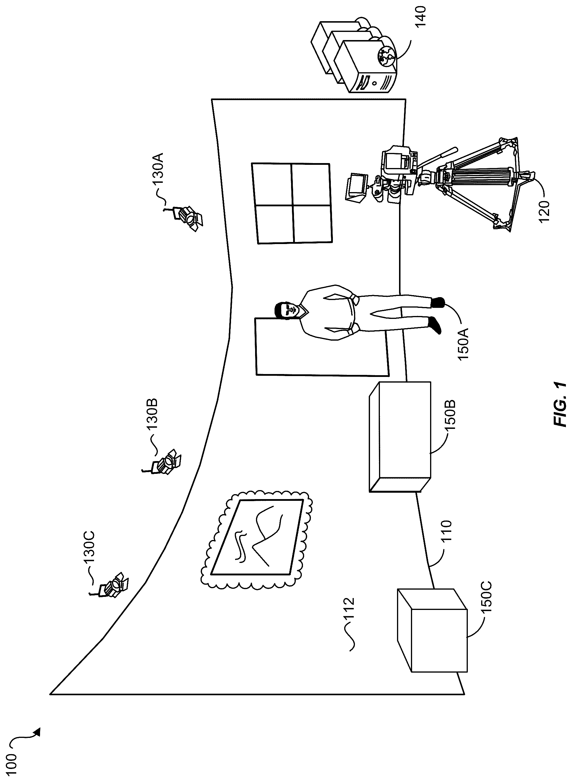 Patent US12614286 — Virtual production based on display assembly pose and pose error correction — Figure 1