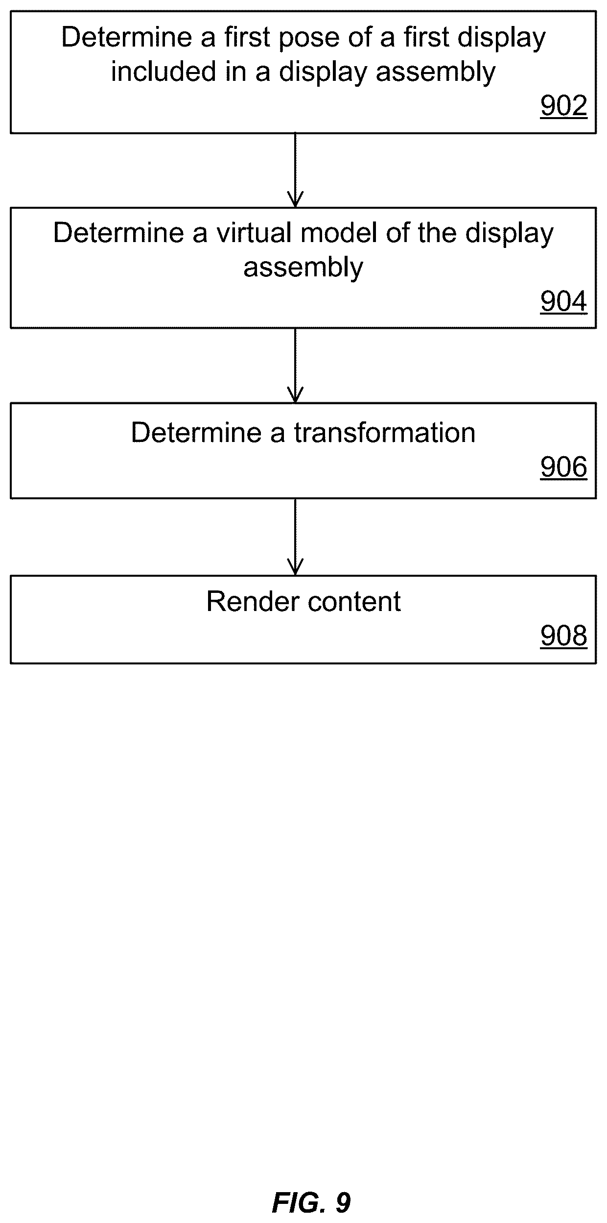 Patent US12614286 Figure 9 – Virtual production based on display assembly pose and pose error correction