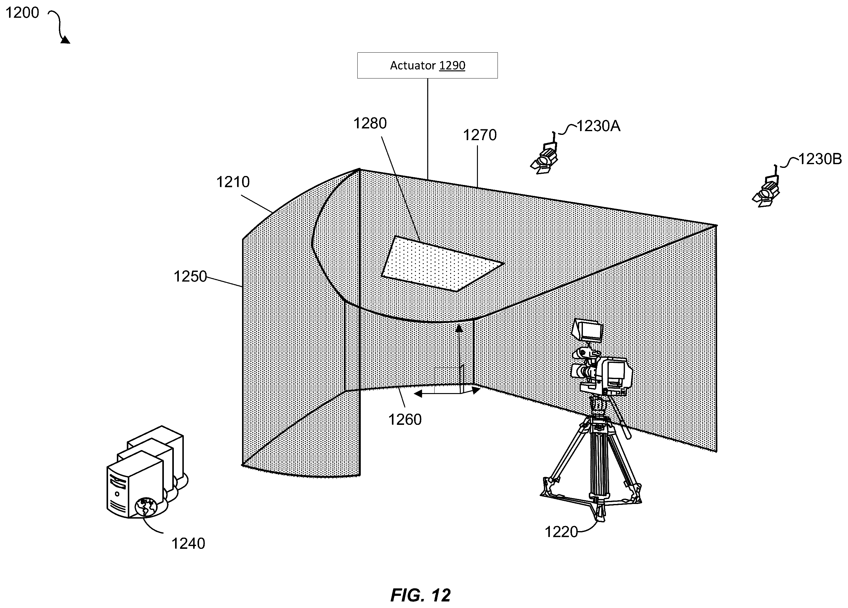 Patent US12614286 Figure 12 – Virtual production based on display assembly pose and pose error correction