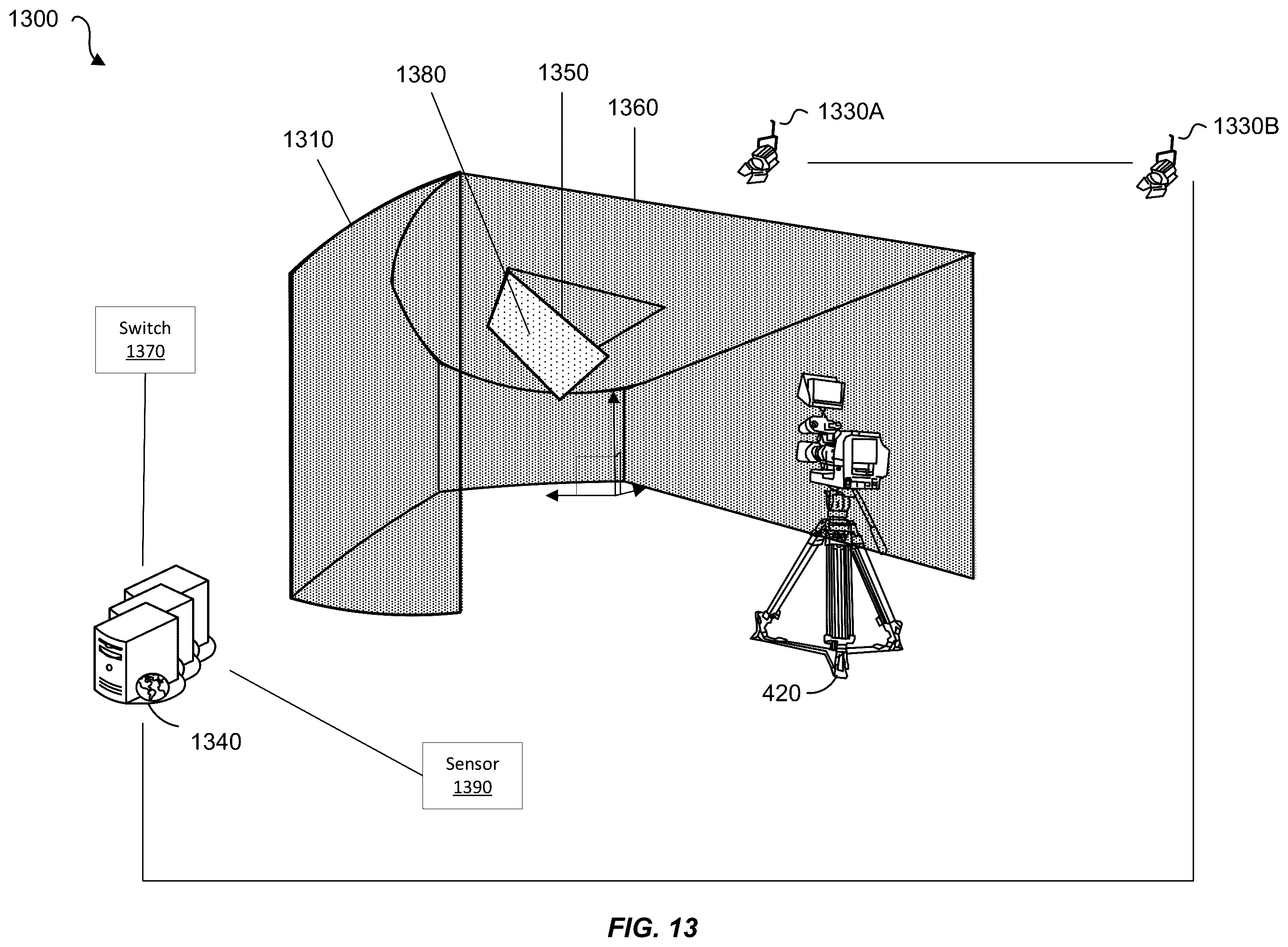 Patent US12614286 Figure 13 – Virtual production based on display assembly pose and pose error correction