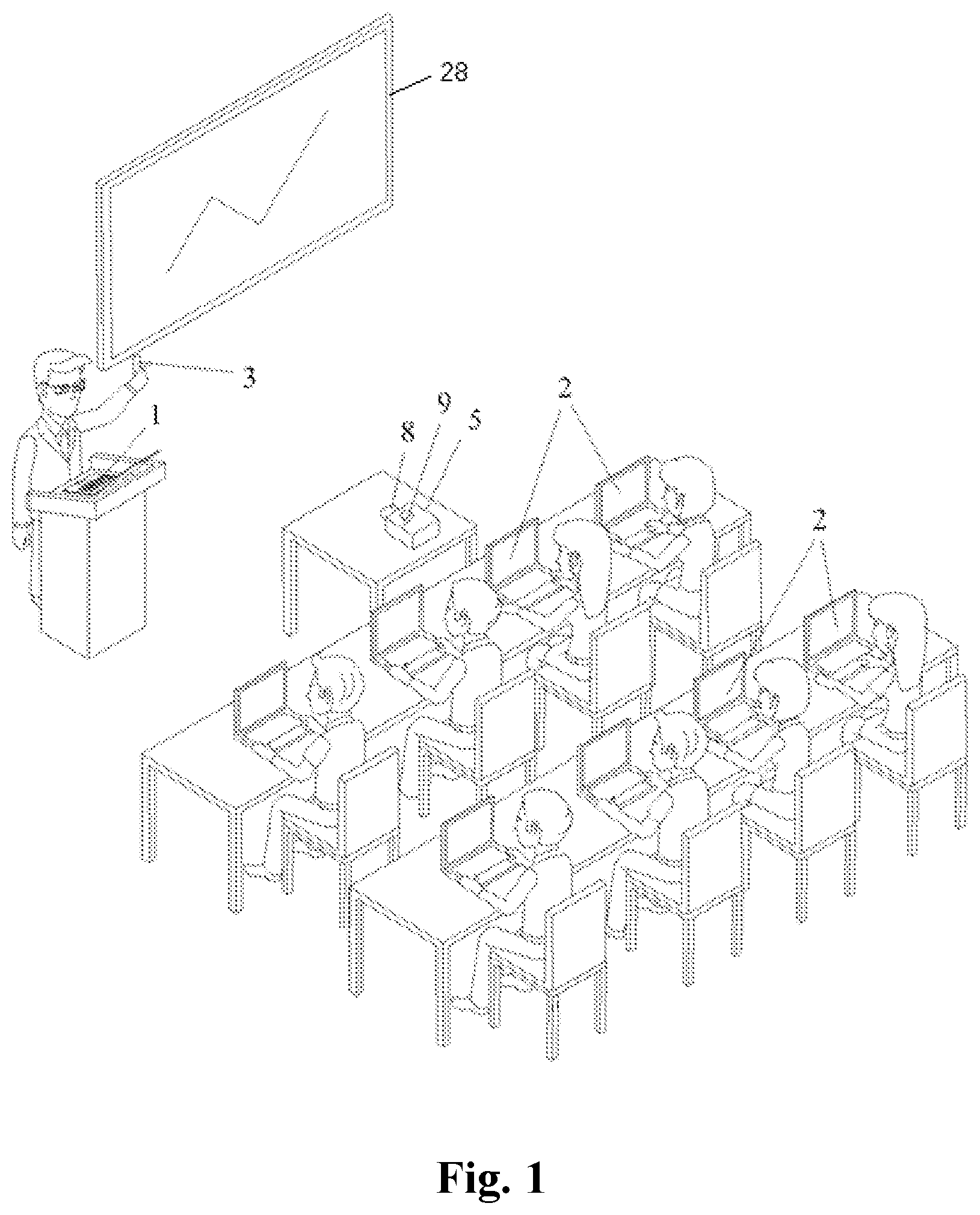 Patent US12614299 Figure 1 – System, device, and method for improving visual and/or auditory tracking of a presentation given by a presenter