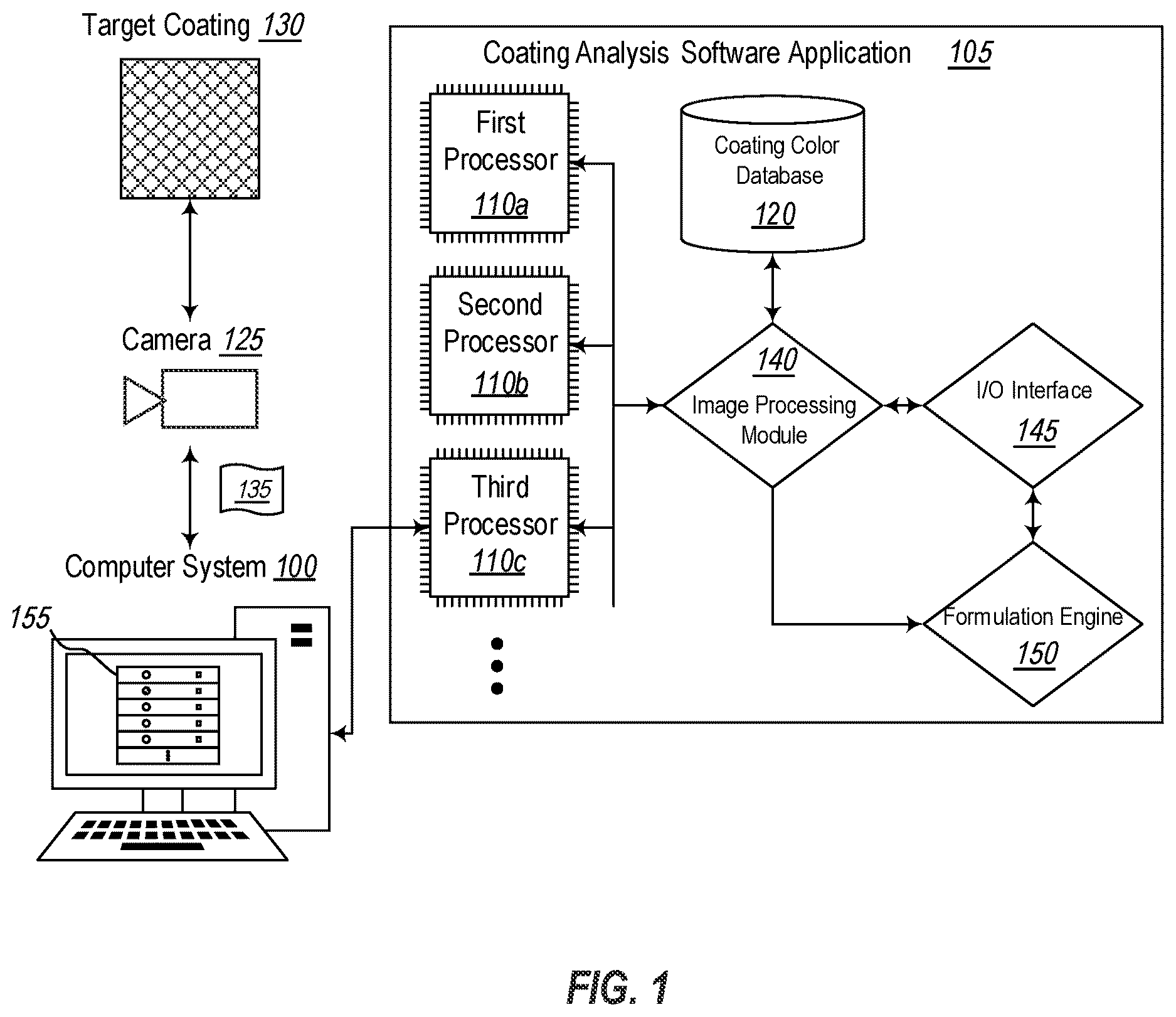 Patent US12614312 Figure 1 – Systems, methods, and interfaces for comparing complex coating mixtures with sparkle color