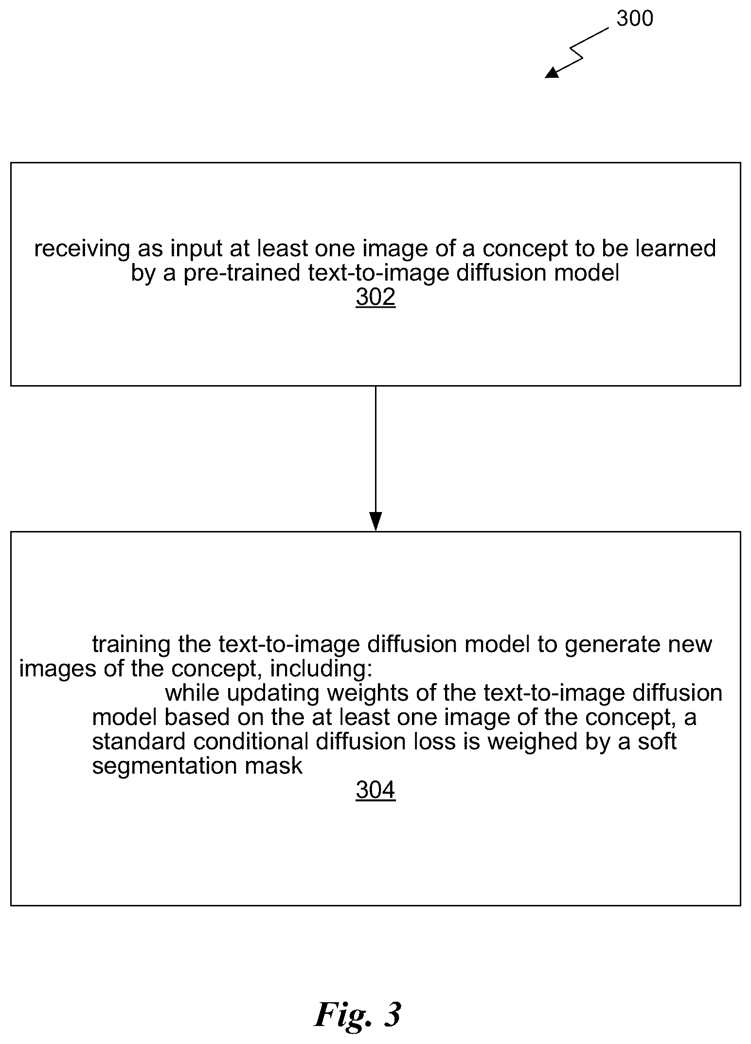 Patent US12614316 Figure 3 – Text-to-image diffusion model with component locking and rank-one editing