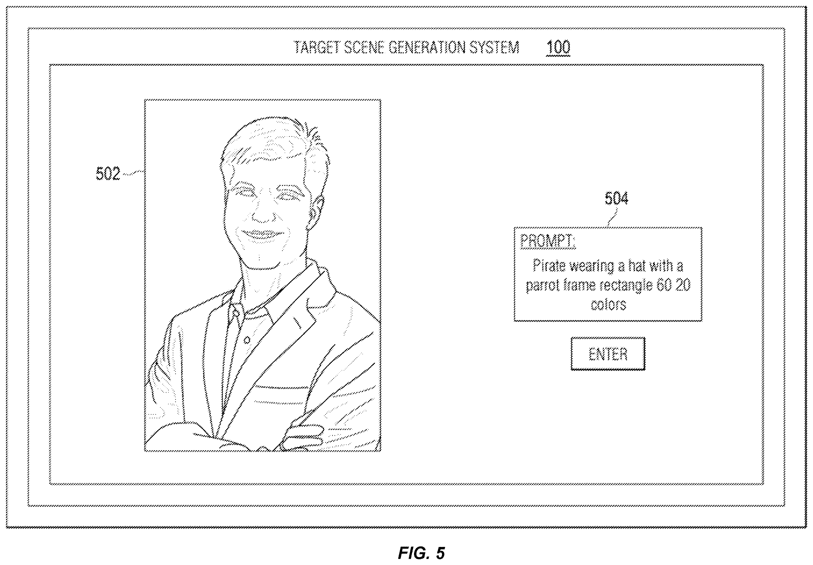 Patent US12614323 Figure 5 – Target scene composition using generative ai