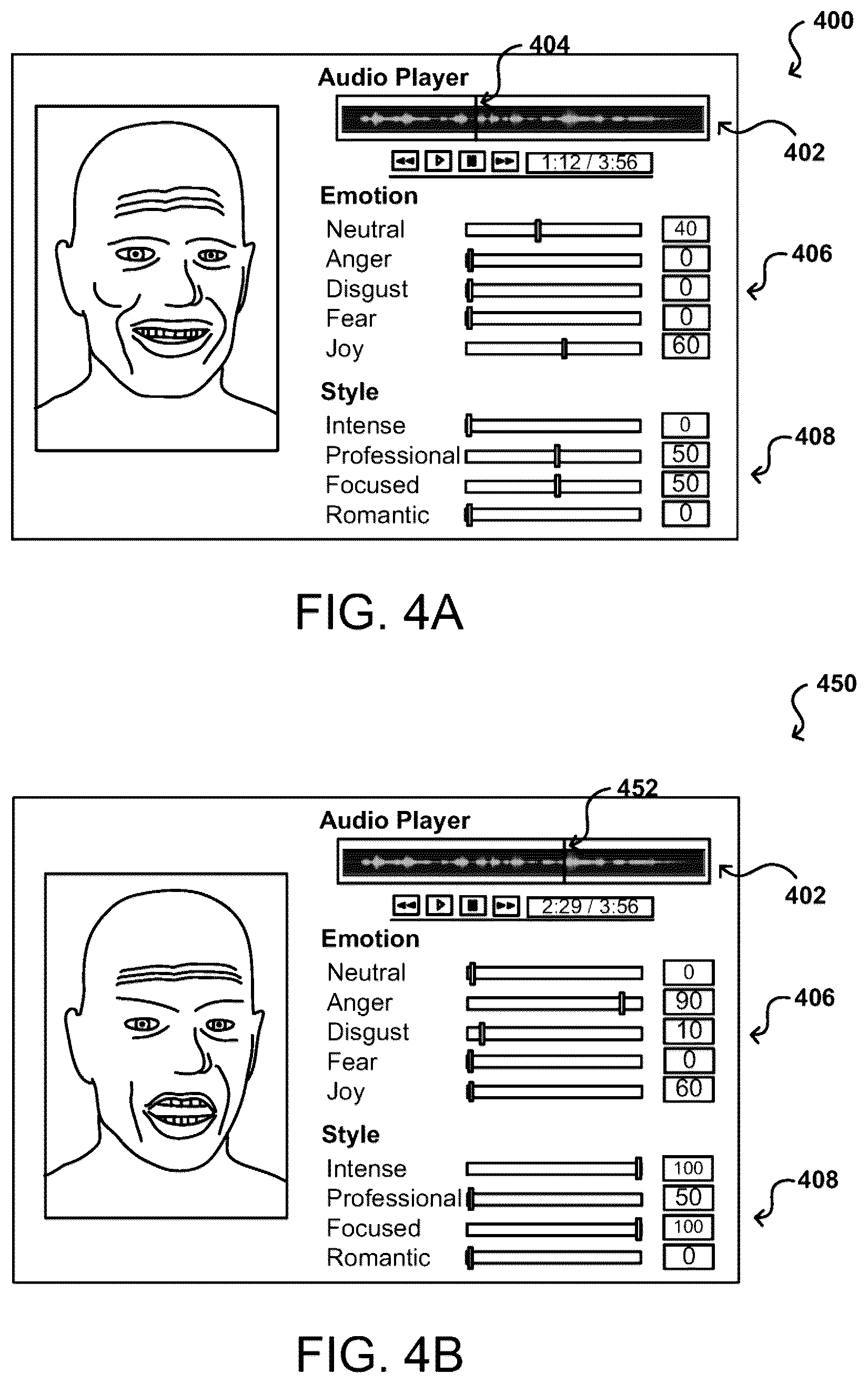 Patent US12614329 Figure 4 – Audio-driven facial animation with emotion support using machine learning