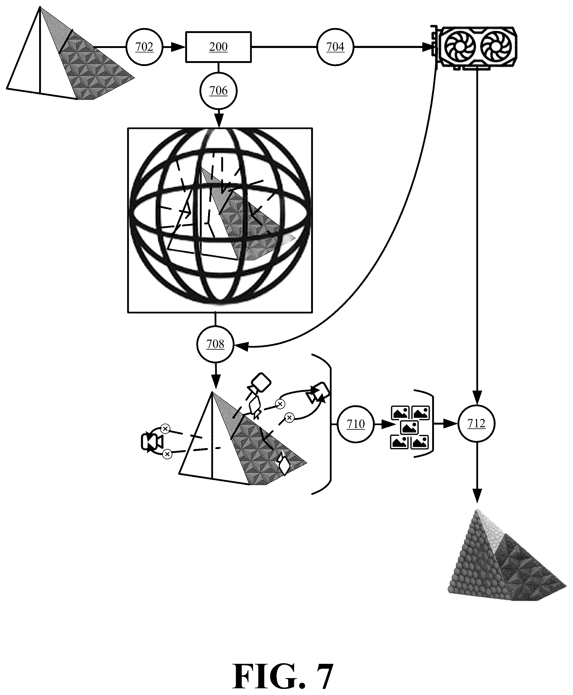Patent US12614340 Figure 7 – Systems and methods for splatting based on a controlled sampling of a three-dimensional asset