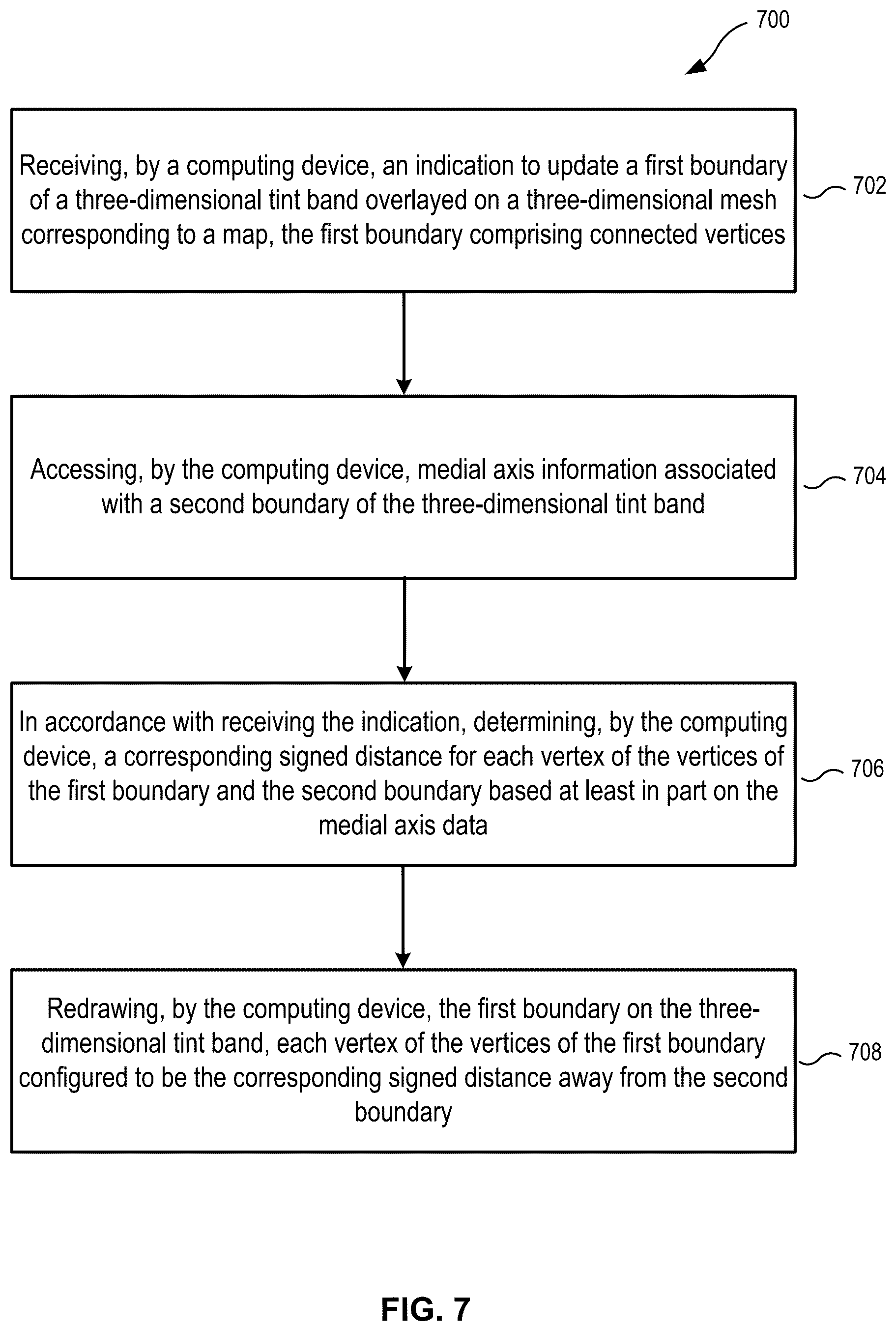 Patent US12614353 Figure 7 – Techniques for generating and applying 3D tint bands to a map
