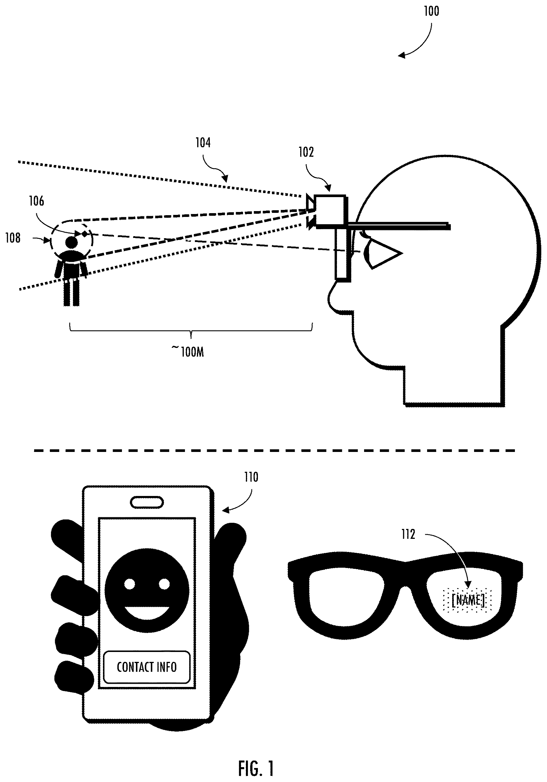 Patent US12614357 Figure 1 – Apparatus and methods for augmenting vision with region-of-interest based processing