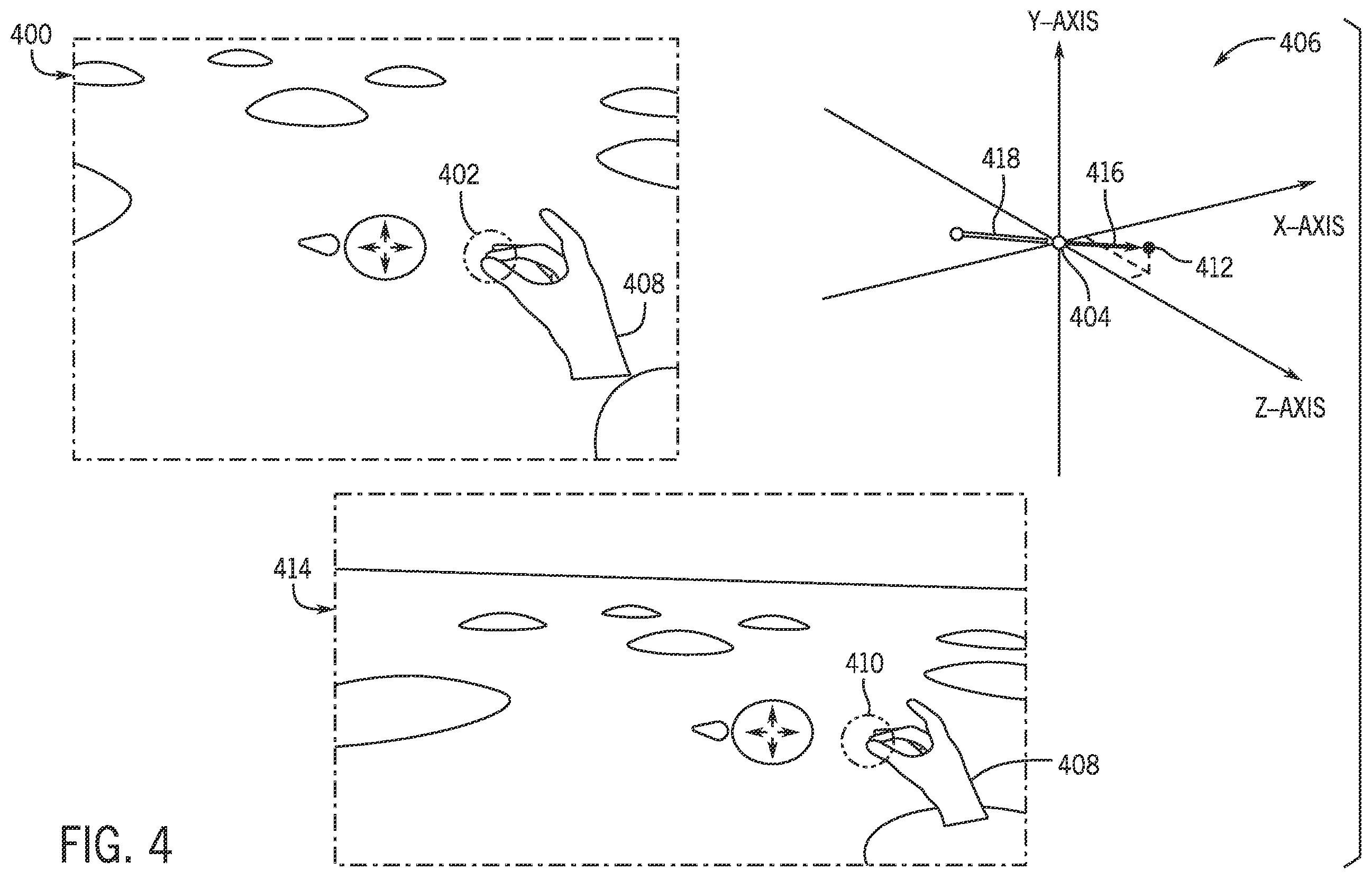 Patent US12614363 Figure 4 – Systems and methods for adjusting a user position in virtual reality