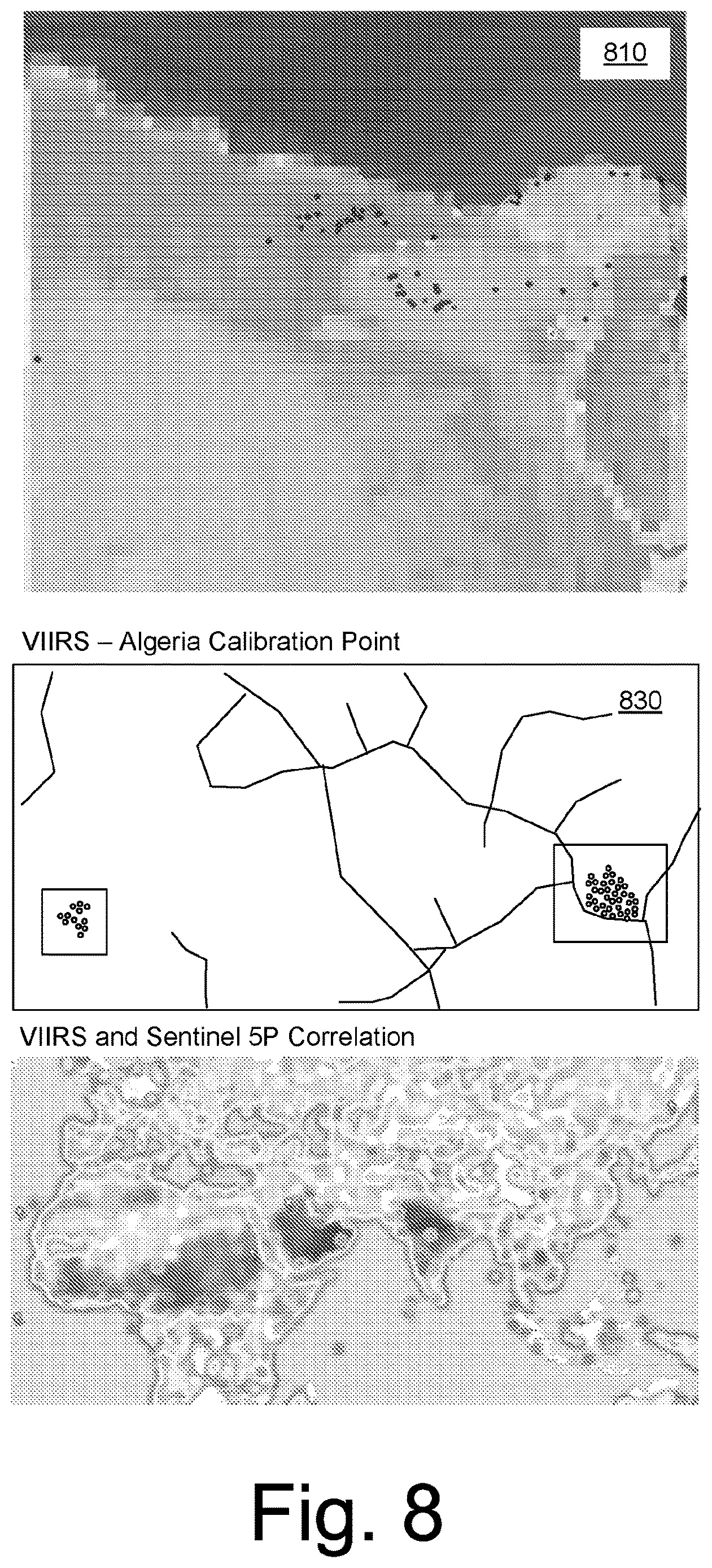 Patent US12614384 Figure 8 – Unlit flare detection using satellite images